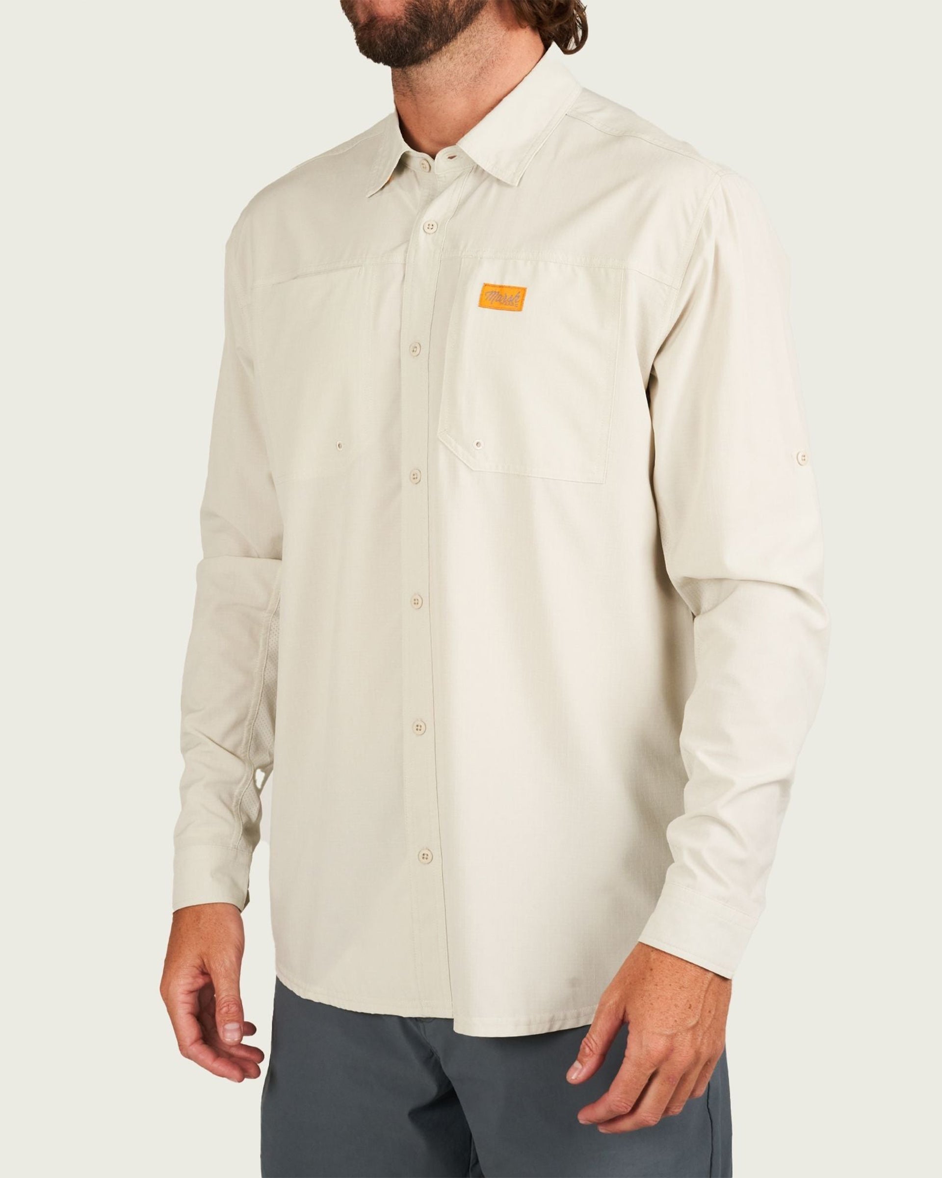 Marsh Wear Lenwood Tech Longsleeve Shirt - Stone