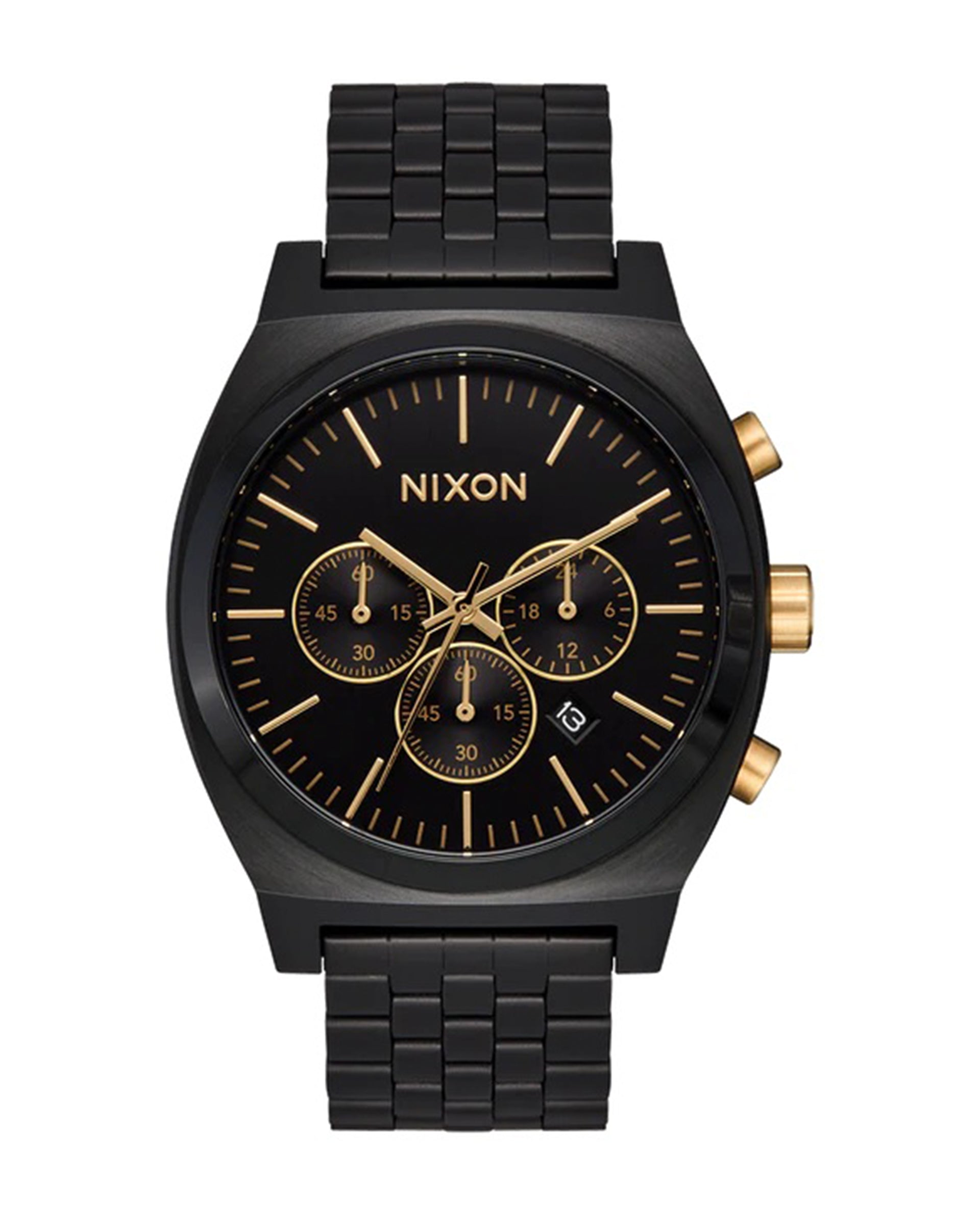 Nixon Time Teller Chrono Watch - Black/Black/Gold