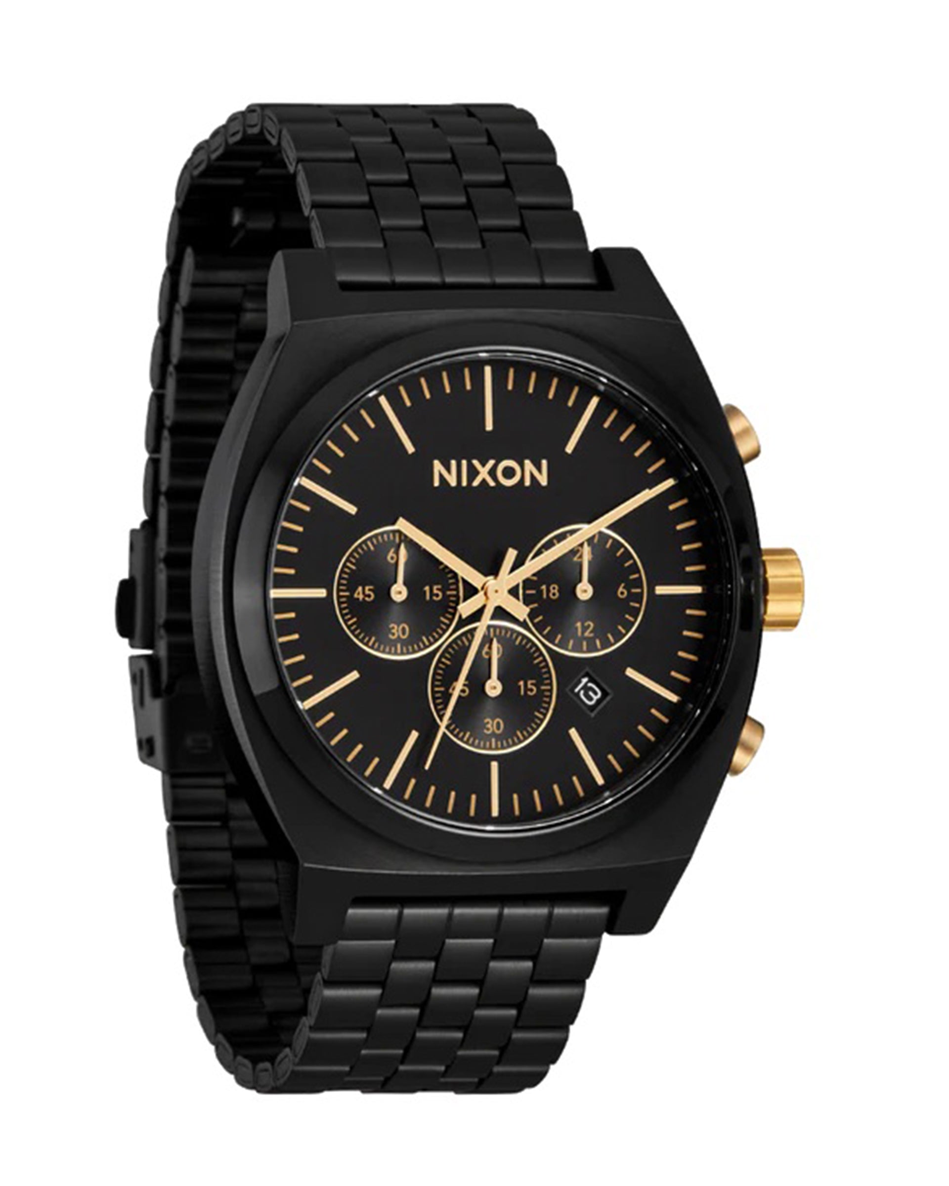 Nixon Time Teller Chrono Watch - Black/Black/Gold