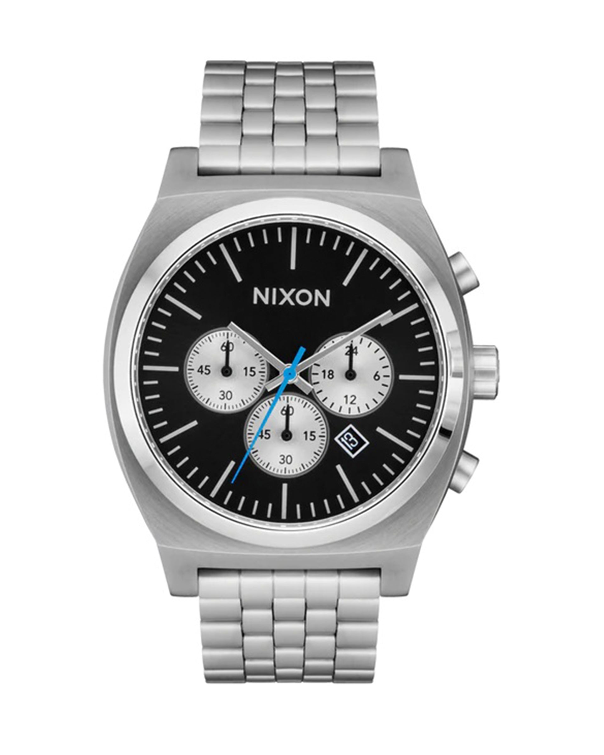 Nixon Time Teller Chrono Watch - Chrome Black/Chrome Sunray
