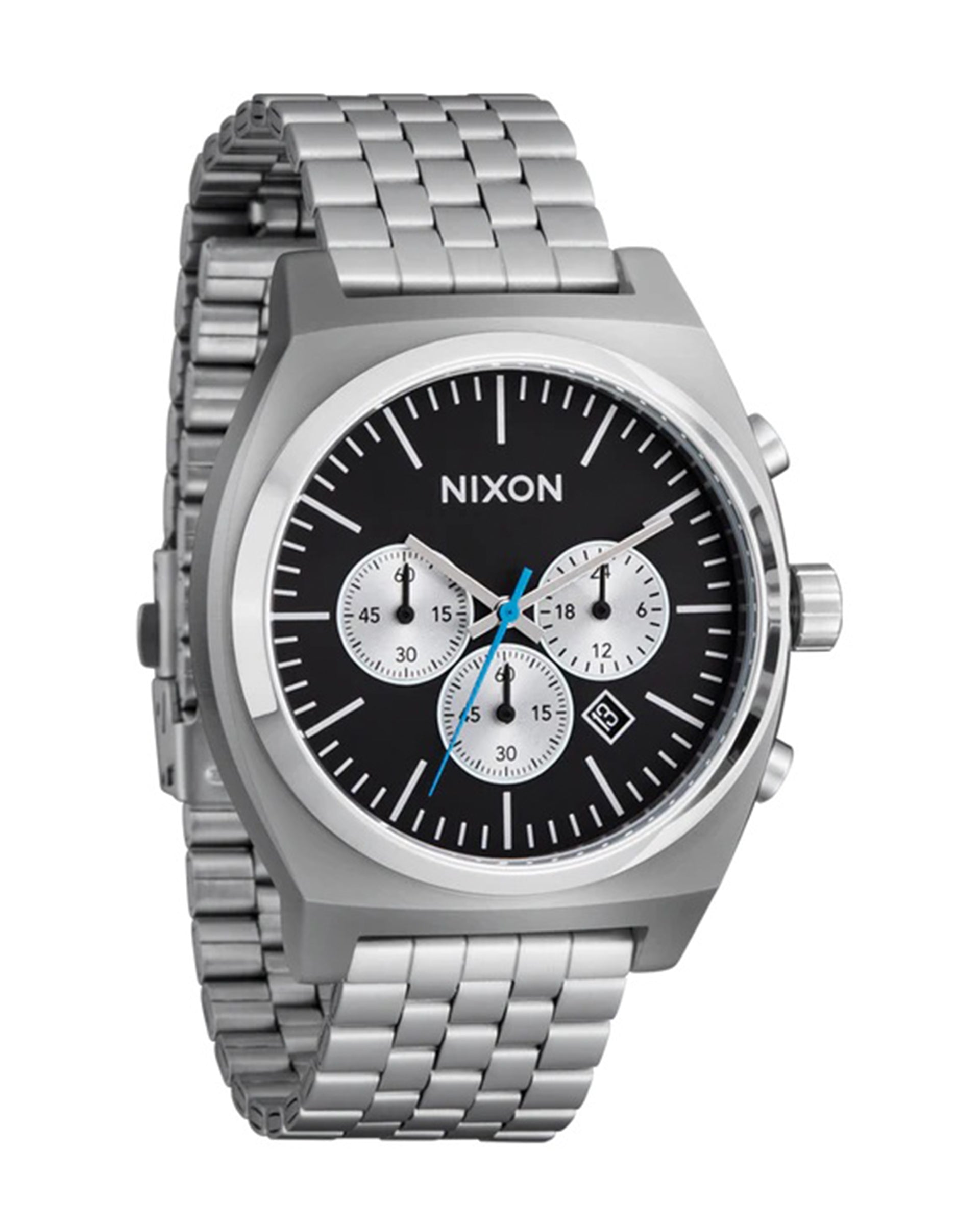 Nixon Time Teller Chrono Watch - Chrome Black/Chrome Sunray