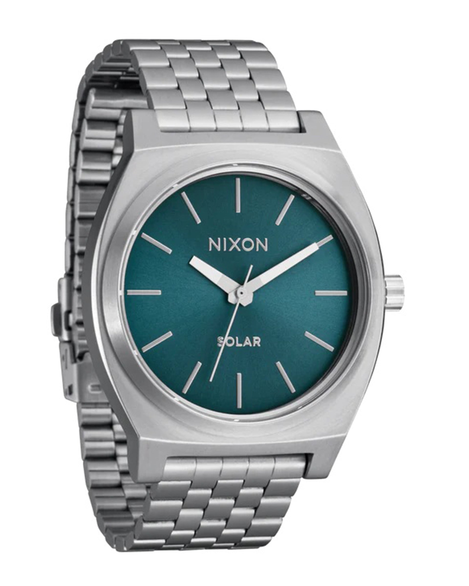 Nixon Time Teller Solar Watch - Silver/Dusty Blue Sunray