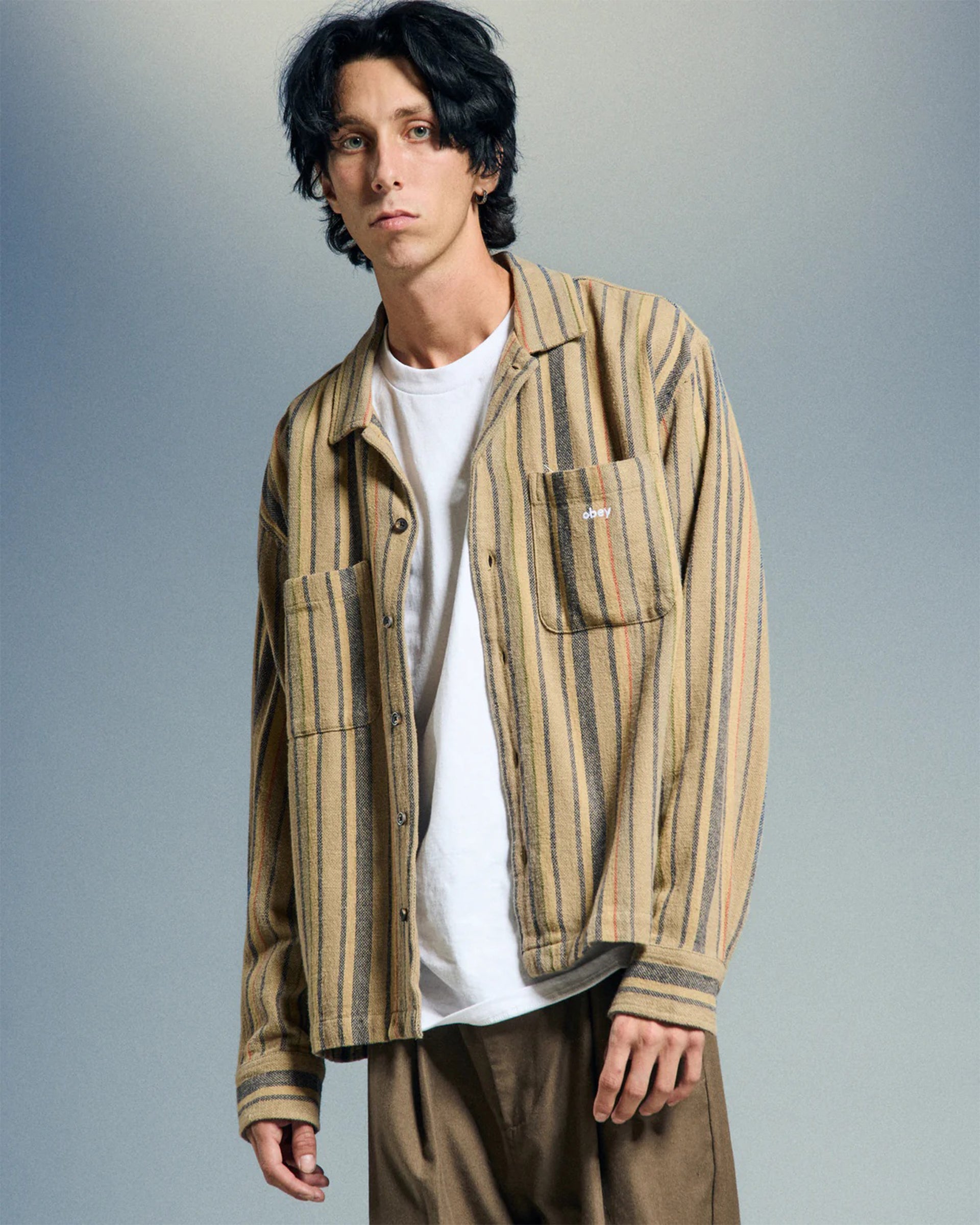 Obey Willard Long Sleeve Shirt - Irish Cream/Multi