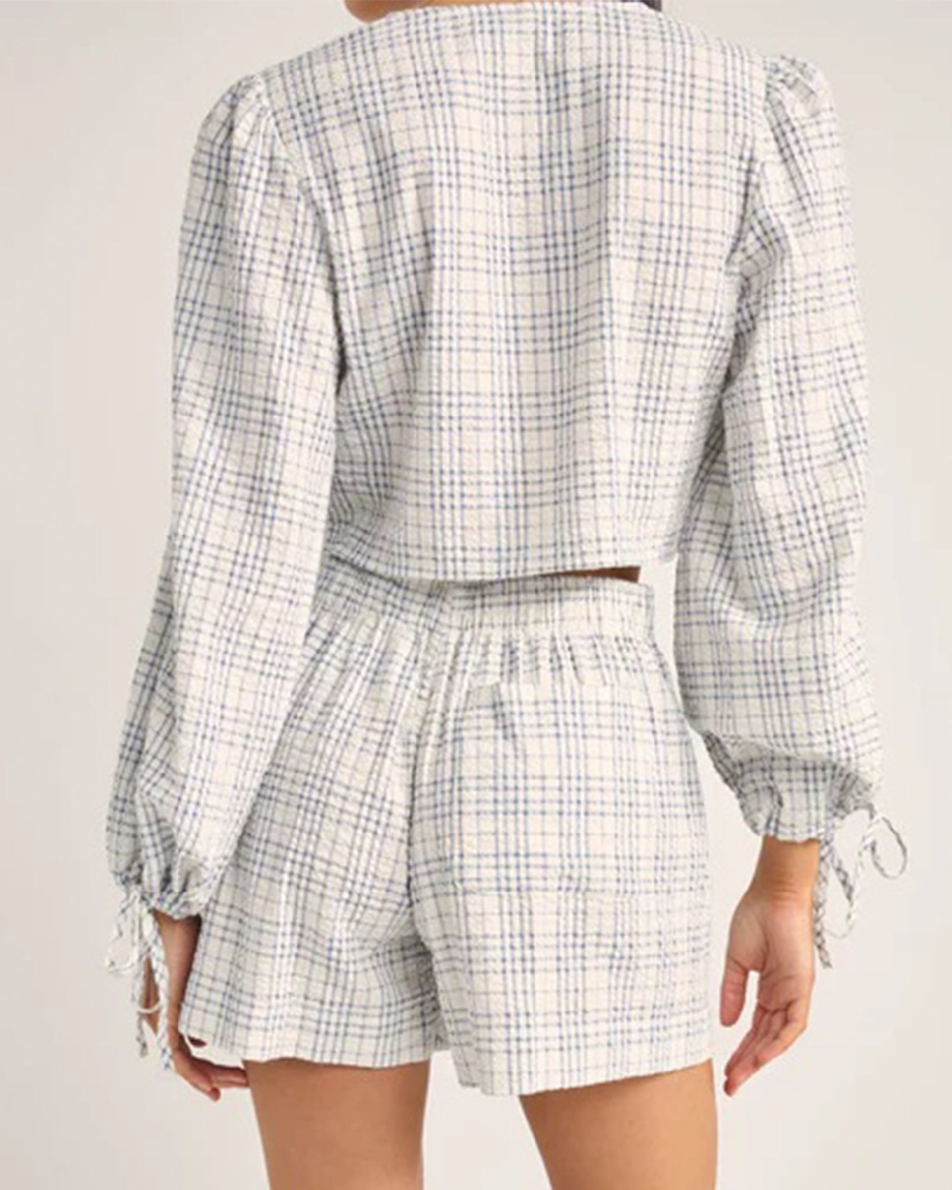Rhythm Women's Desi Plaid Blouson Top - Blue