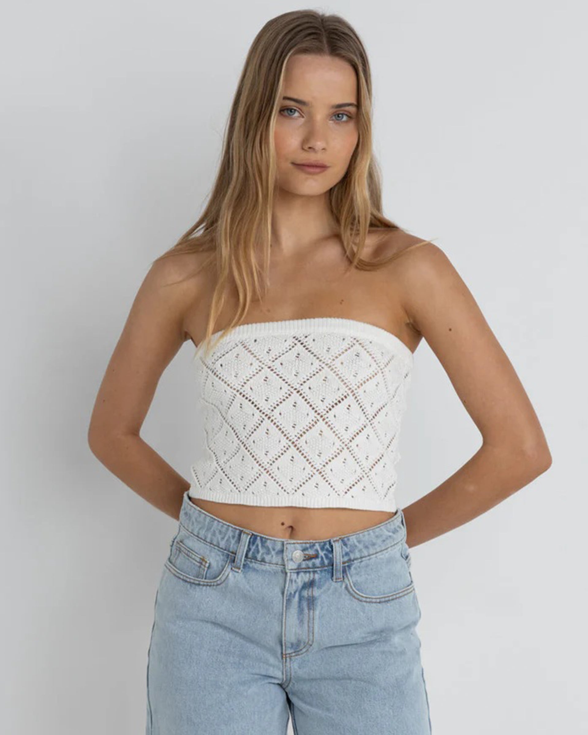 Rhythm Women's Islander Strapless Knit Top - White