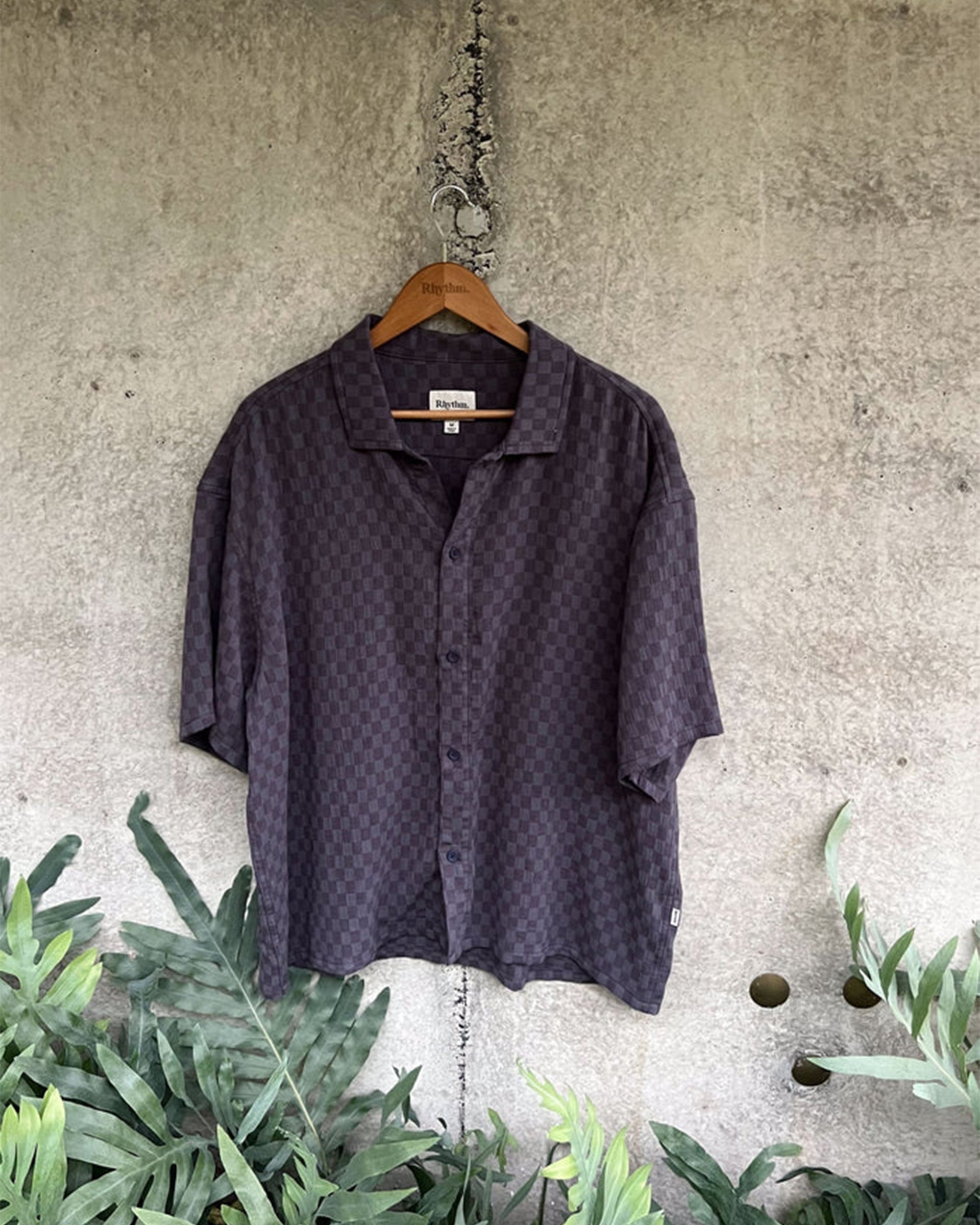 Rhythm Leads Relaxed Check Short Sleeve Shirt - Blue Sea