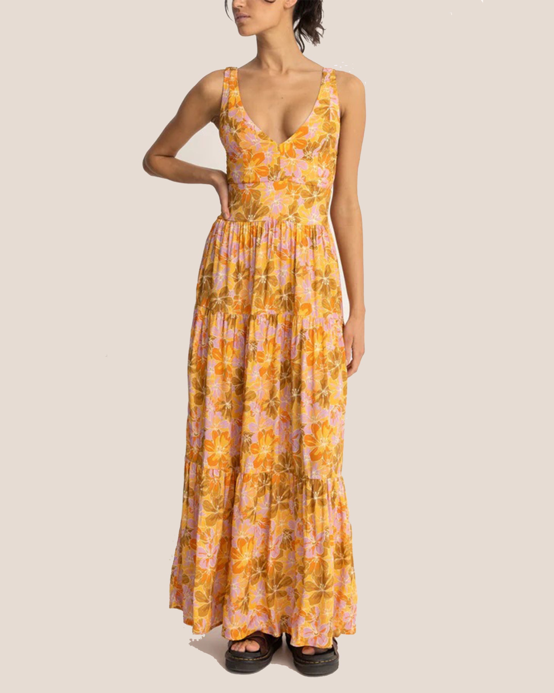 Rhythm Women's Mahana Floral Tiered Maxi Dress