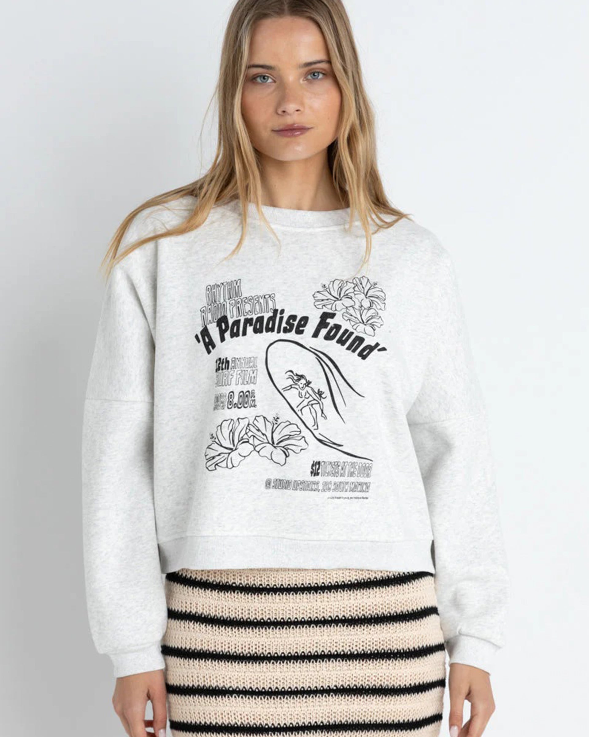 Rhythm Women's Paradise Found Crewneck Fleece - Grey Marle