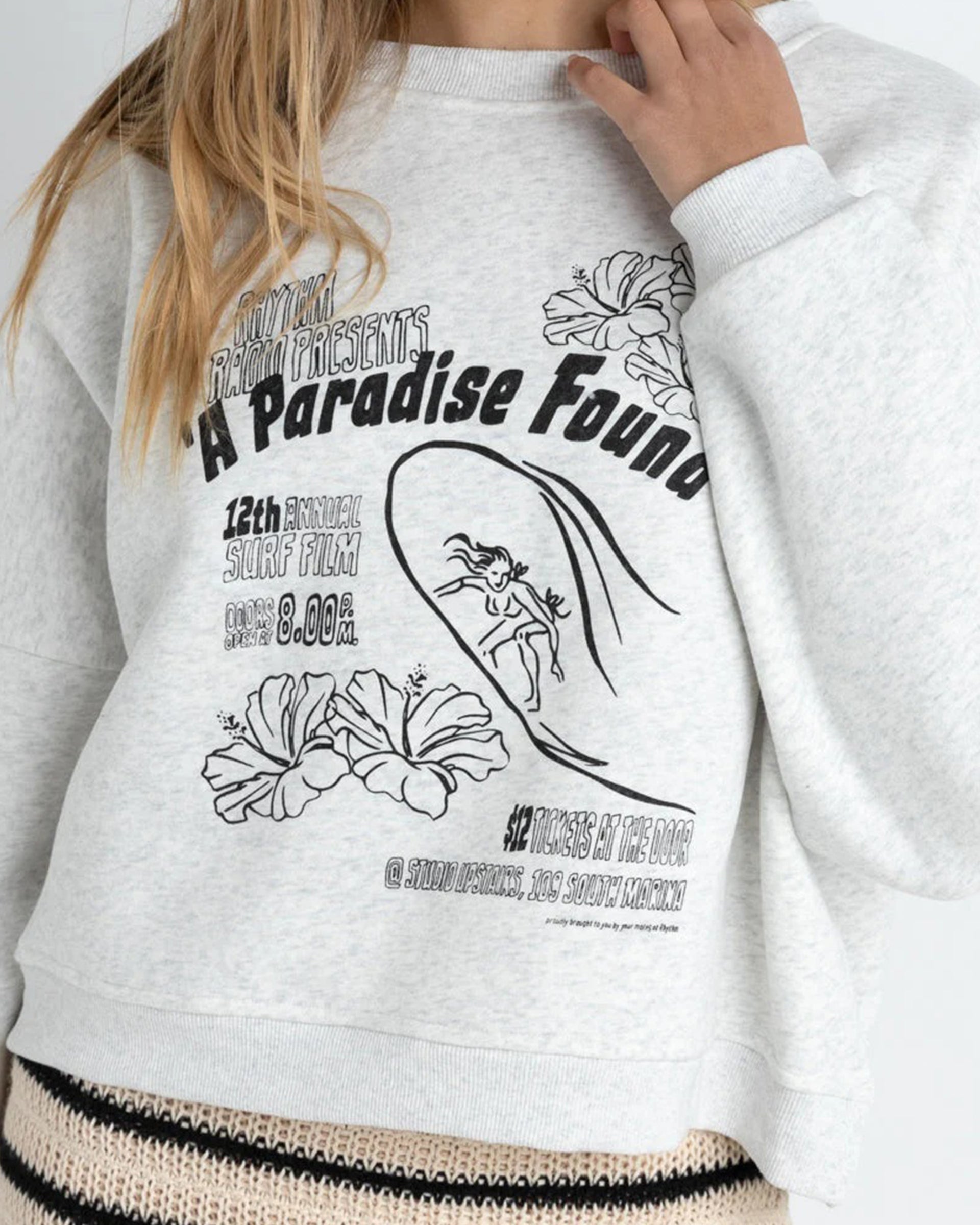 Rhythm Women's Paradise Found Crewneck Fleece - Grey Marle