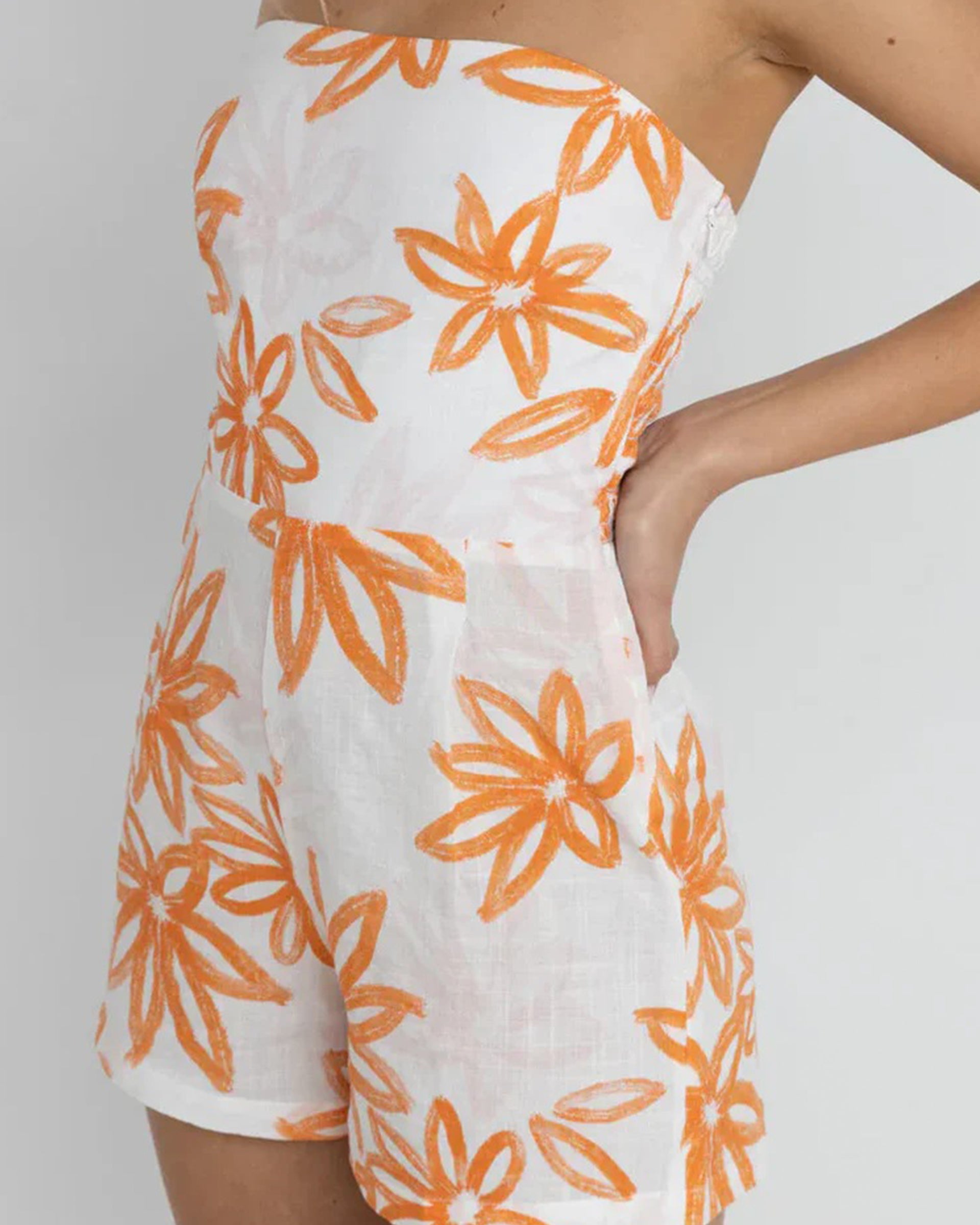 Rhythm Women's Sanctuary Floral Strapless Romper - White