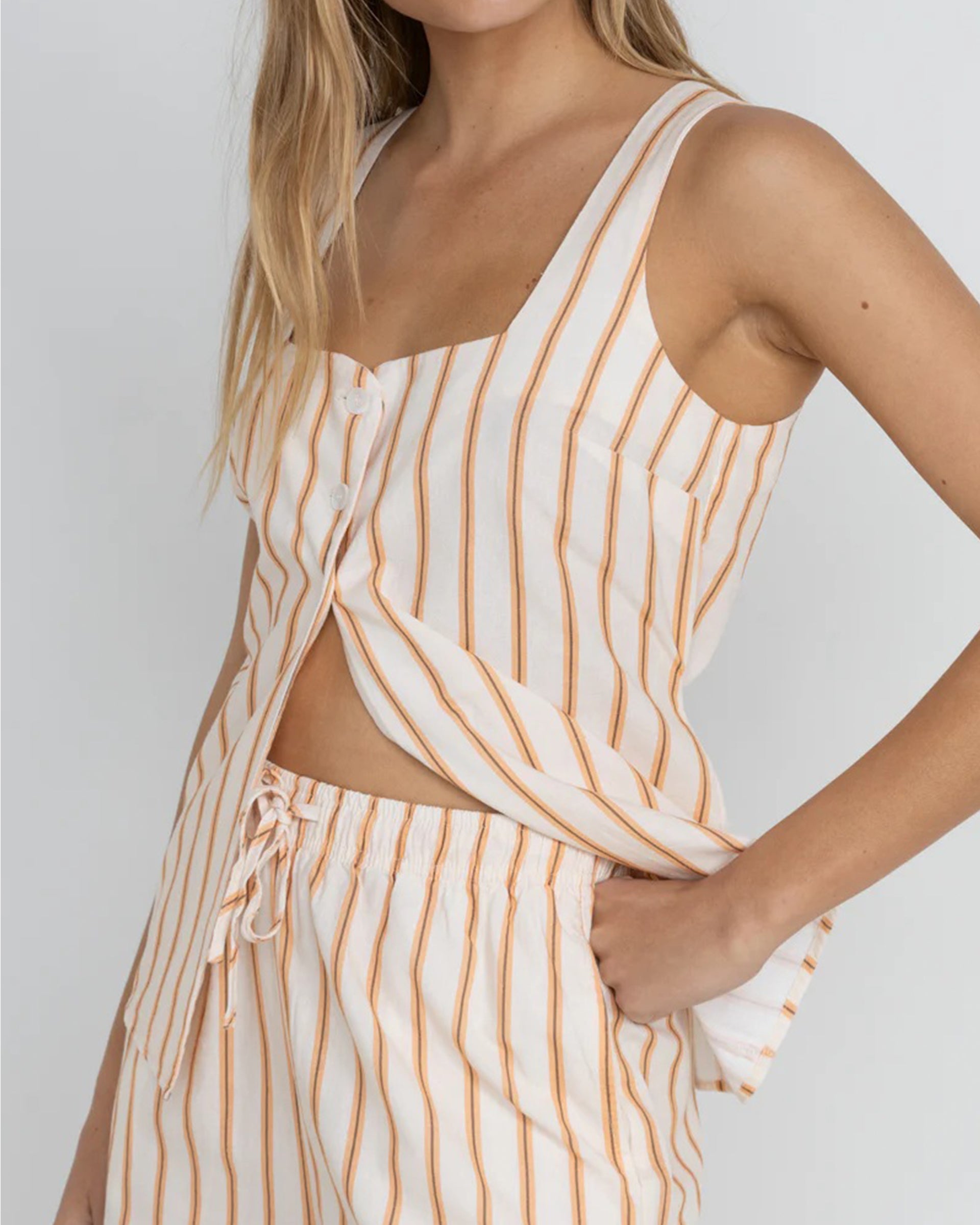 Rhythm Women's Tide Stripe Long Vest - Natural