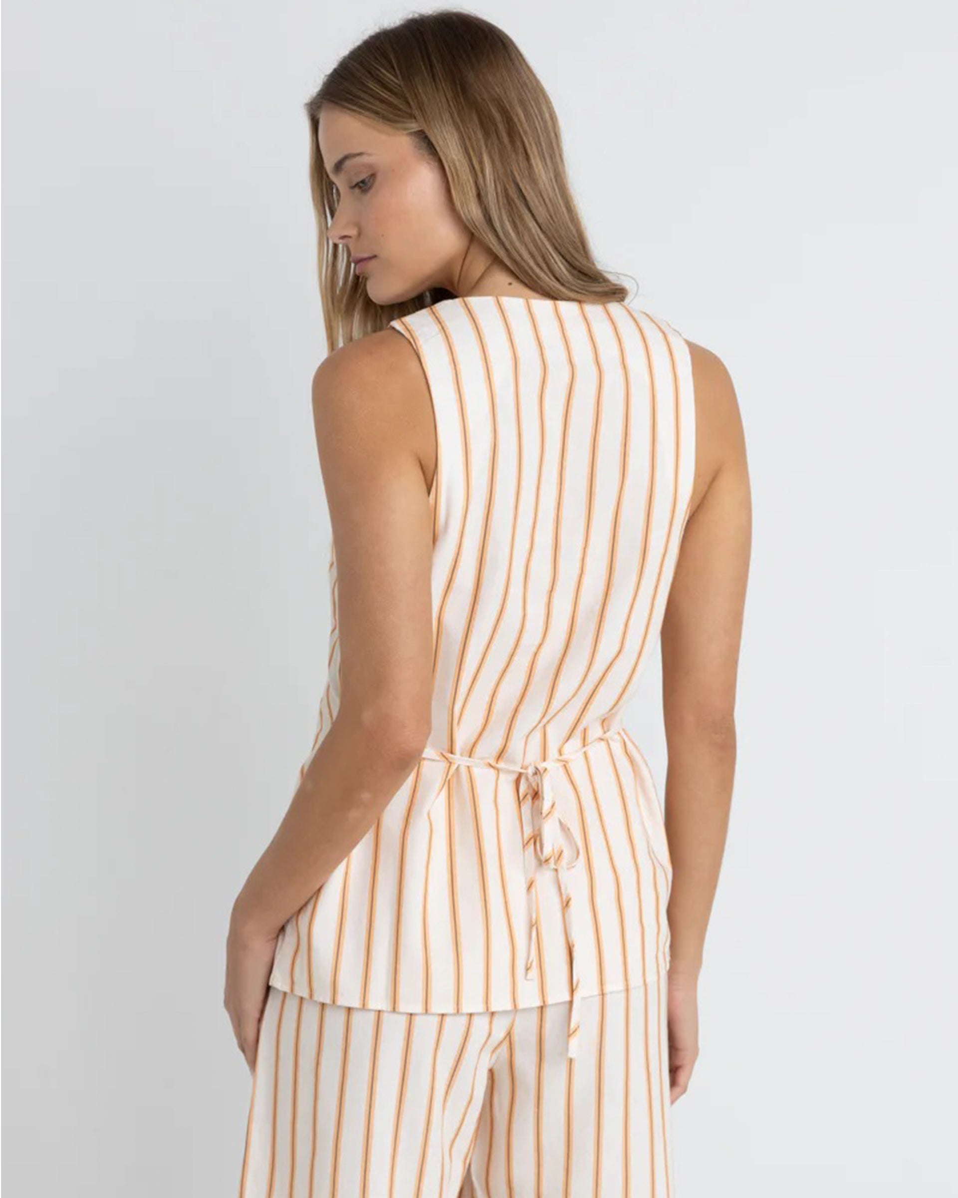 Rhythm Women's Tide Stripe Long Vest - Natural