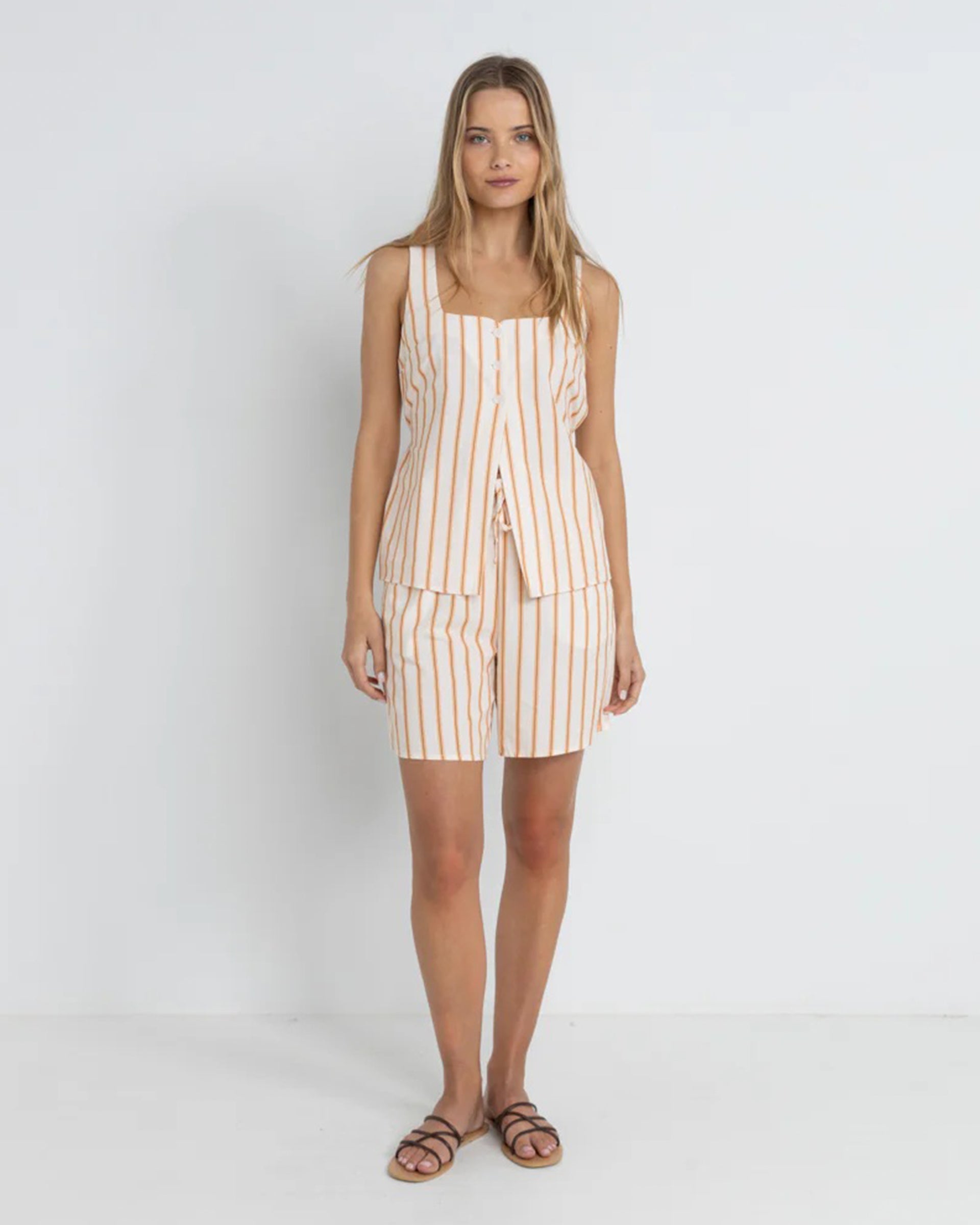 Rhythm Women's Tide Stripe Long Vest - Natural