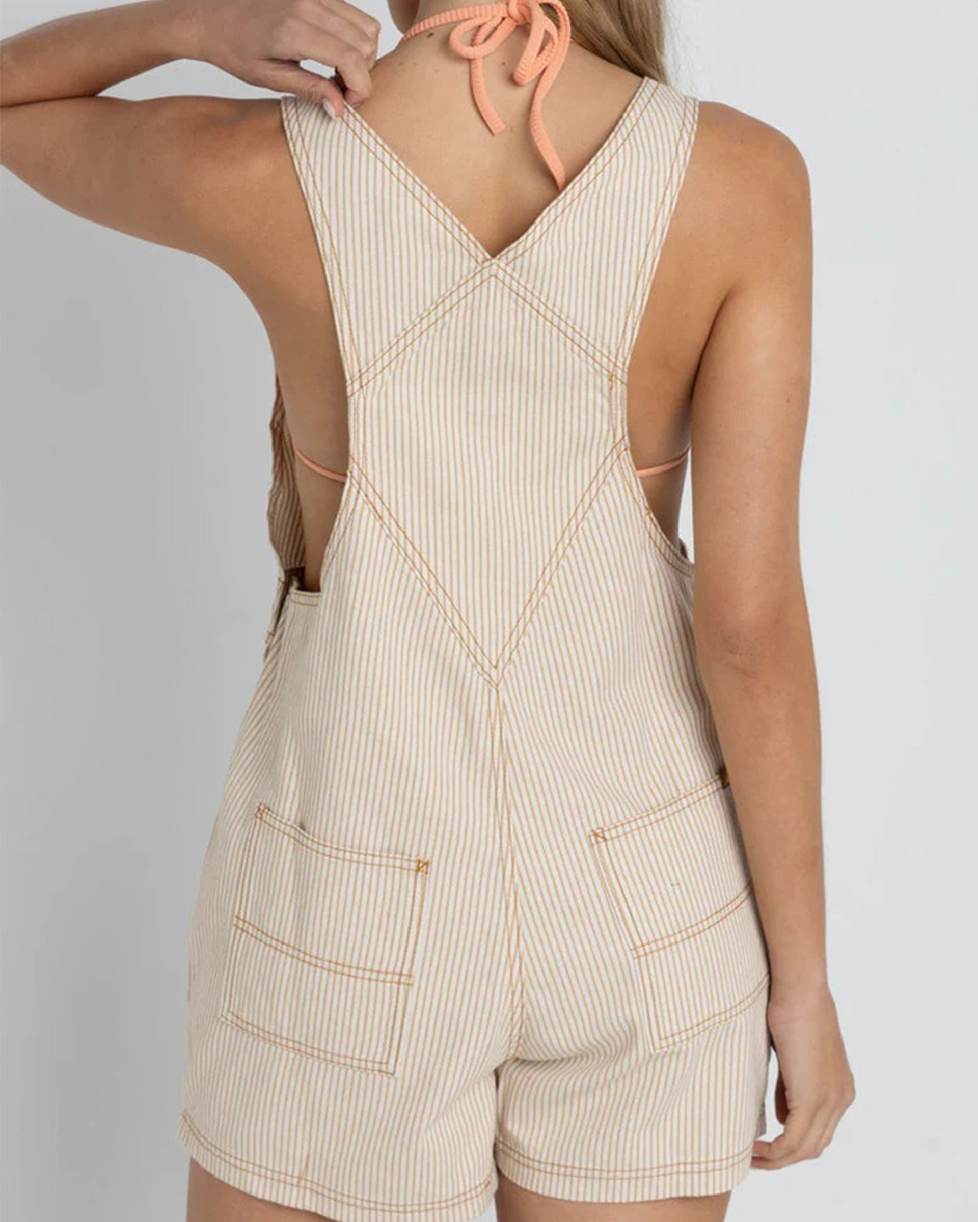 Rhythm Women's Willa Stripe Short Overall - Sand