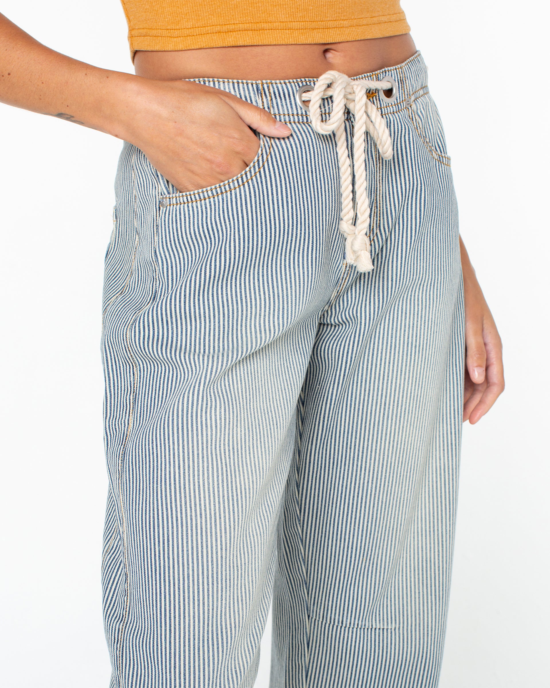 Roxy Women's Belted Surf Pipe Pant - Yachts Up Stripe