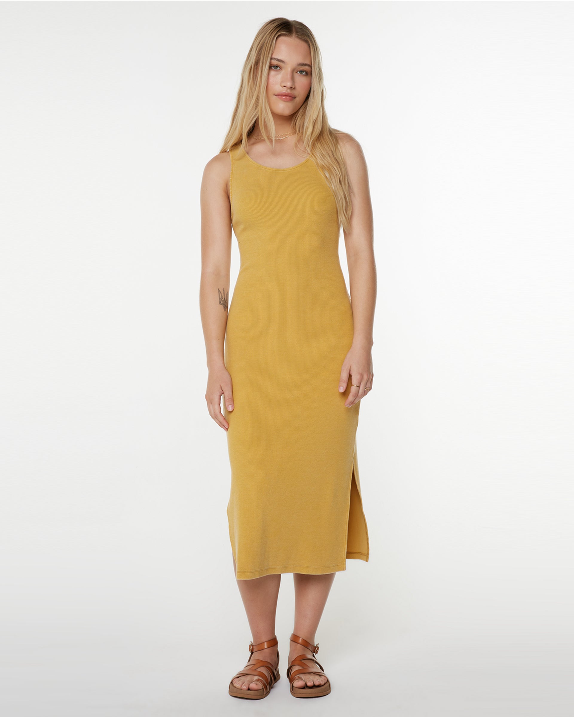 Roxy Women's City Lights Midi Dress - Amber Gold Solid