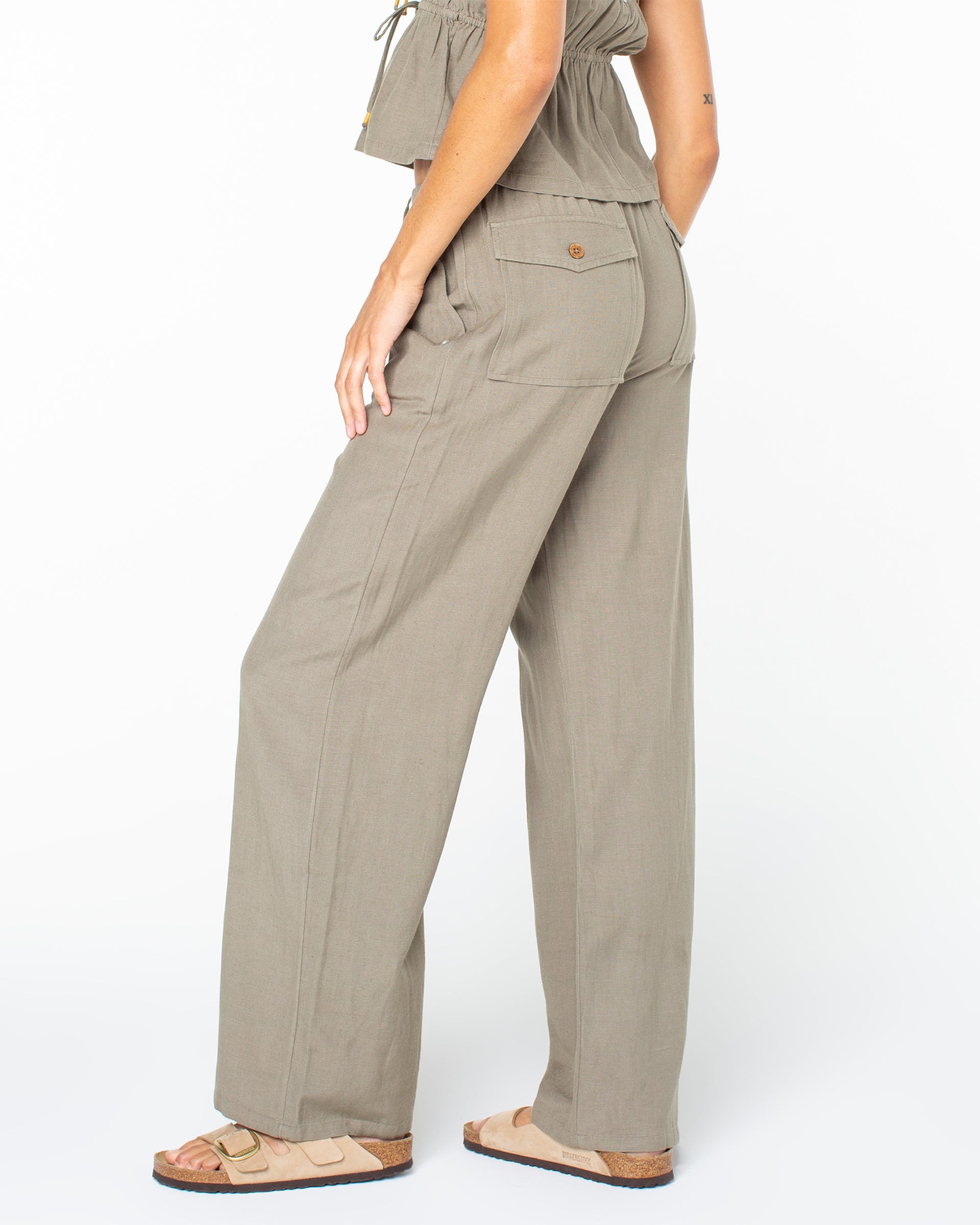 Roxy Women's Iyla Pants - Vetiver Solid