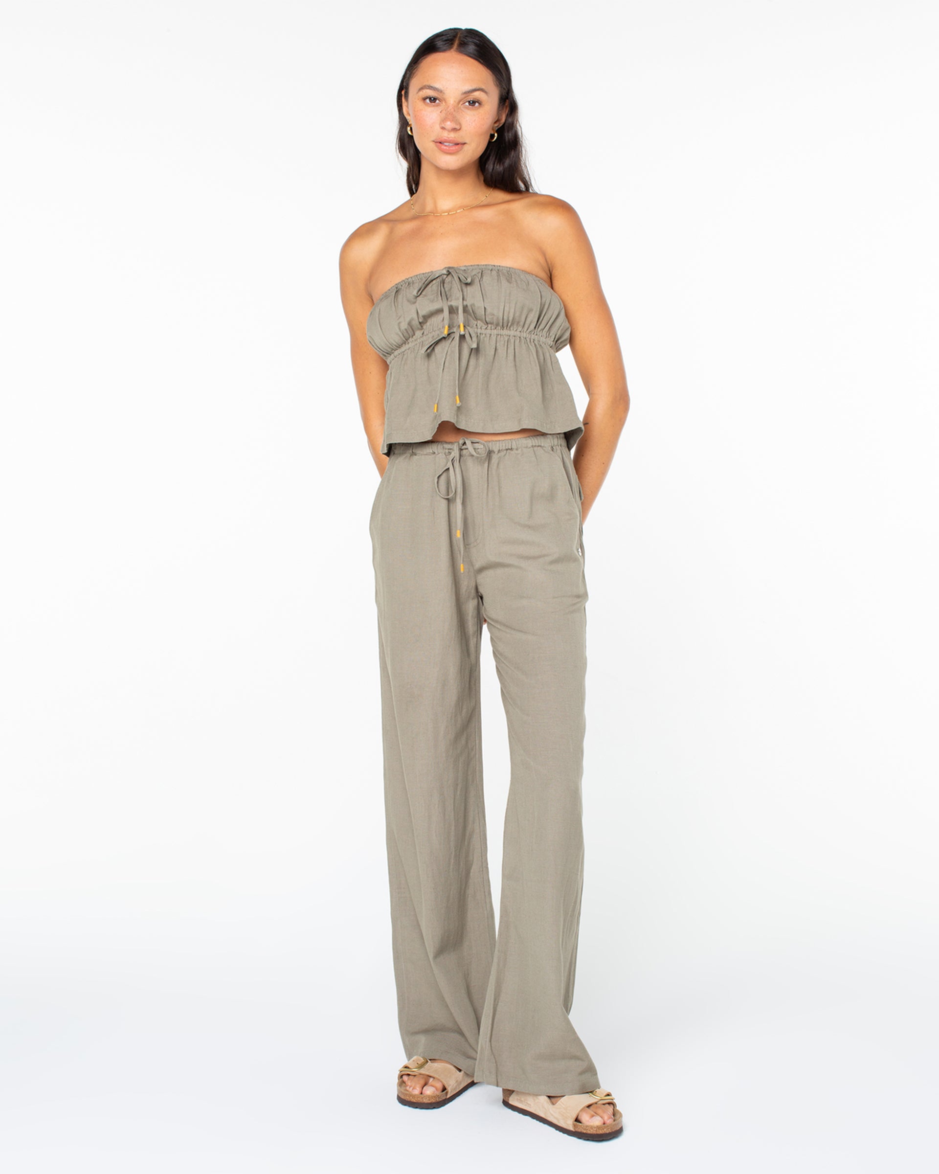 Roxy Women's Iyla Pants - Vetiver Solid