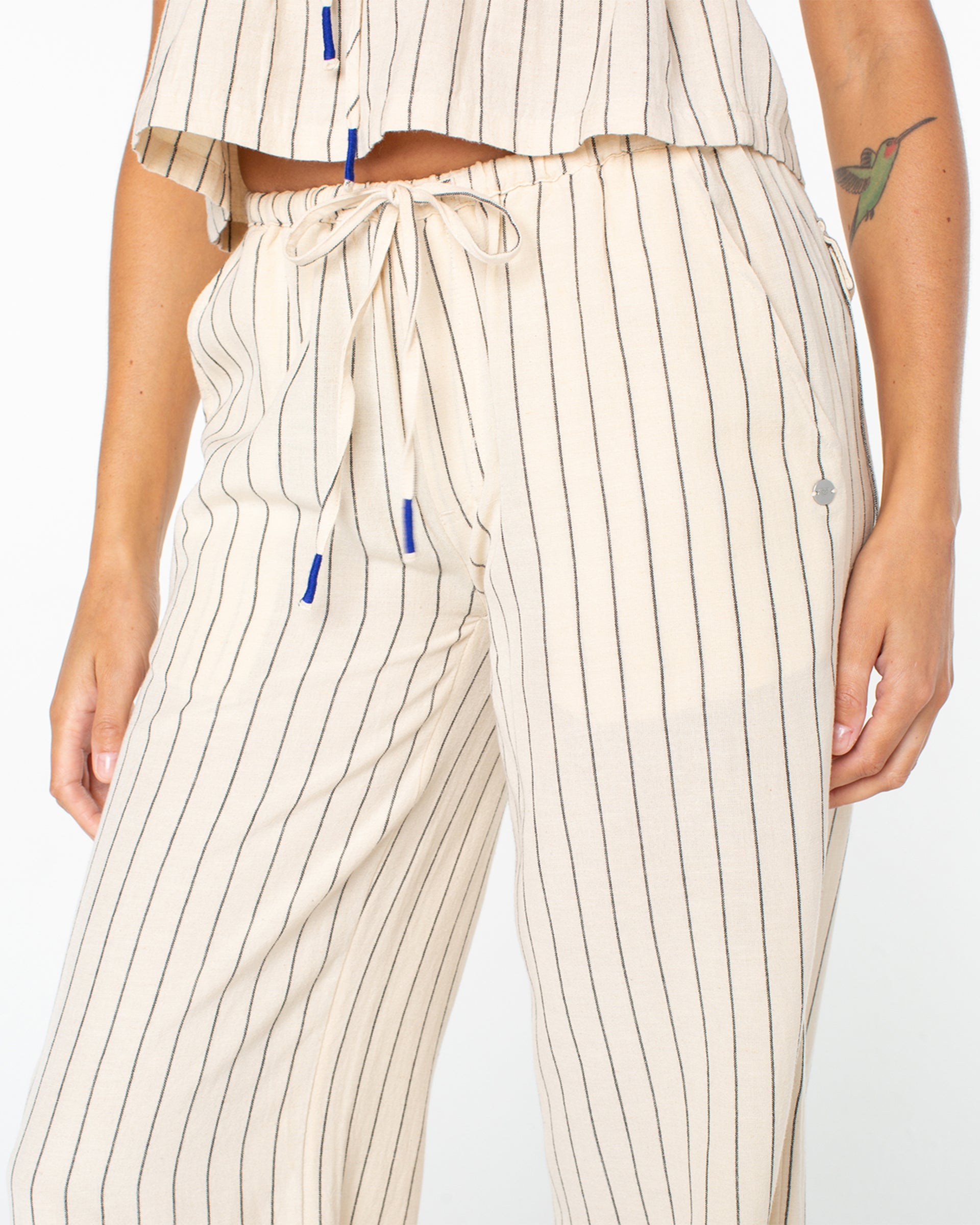 Roxy Women's Iyla Pants - Parchment Simple Stripe