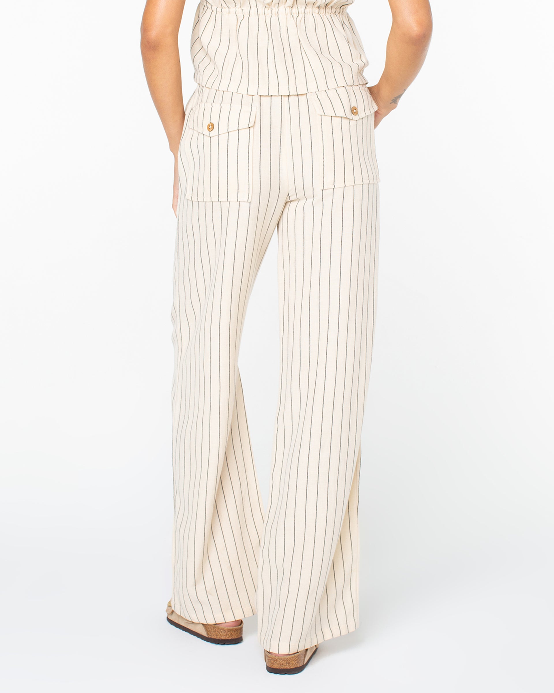 Roxy Women's Iyla Pants - Parchment Simple Stripe
