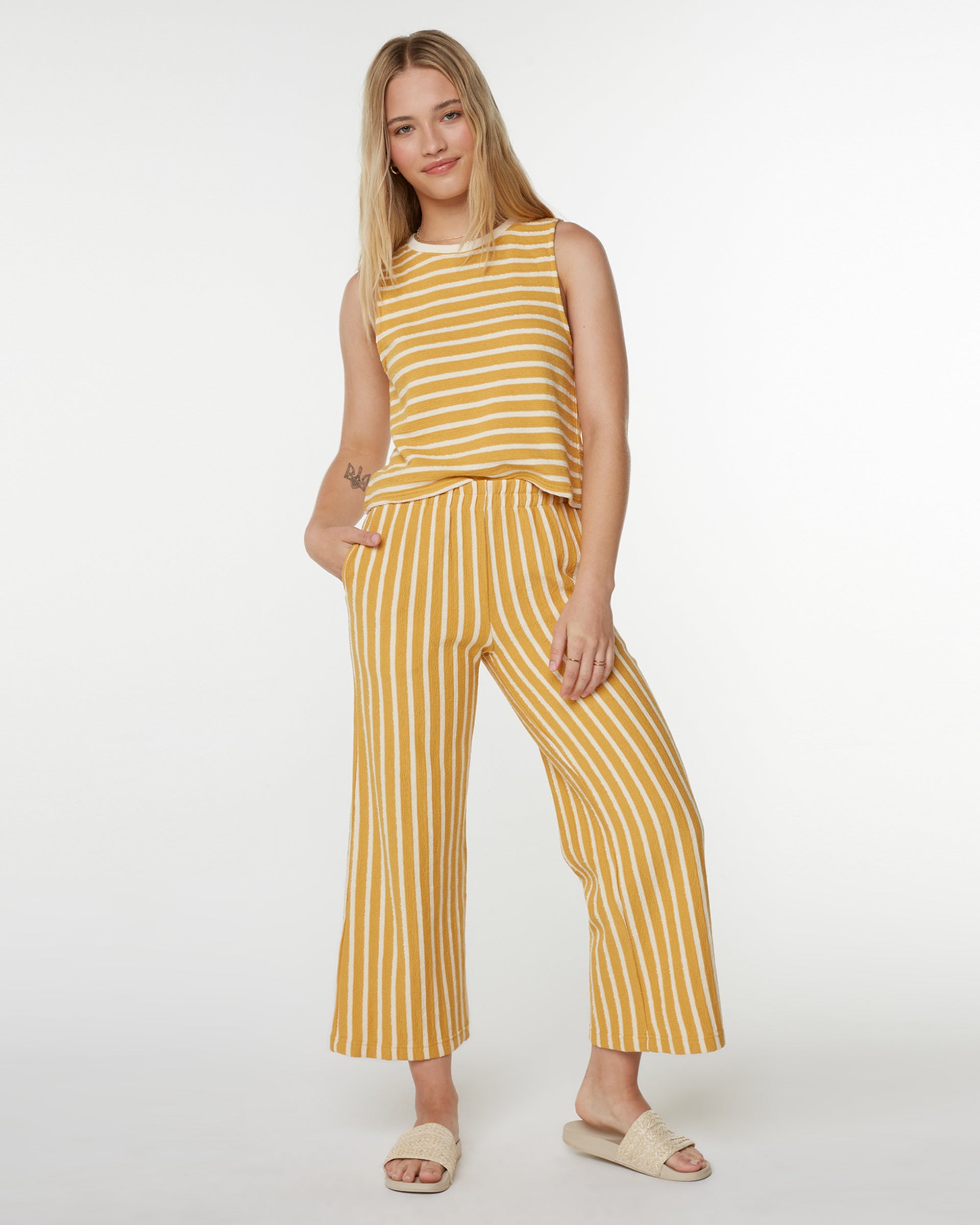 Roxy Women's Java Stripe Pants - Amber Gold High Tide Stripe