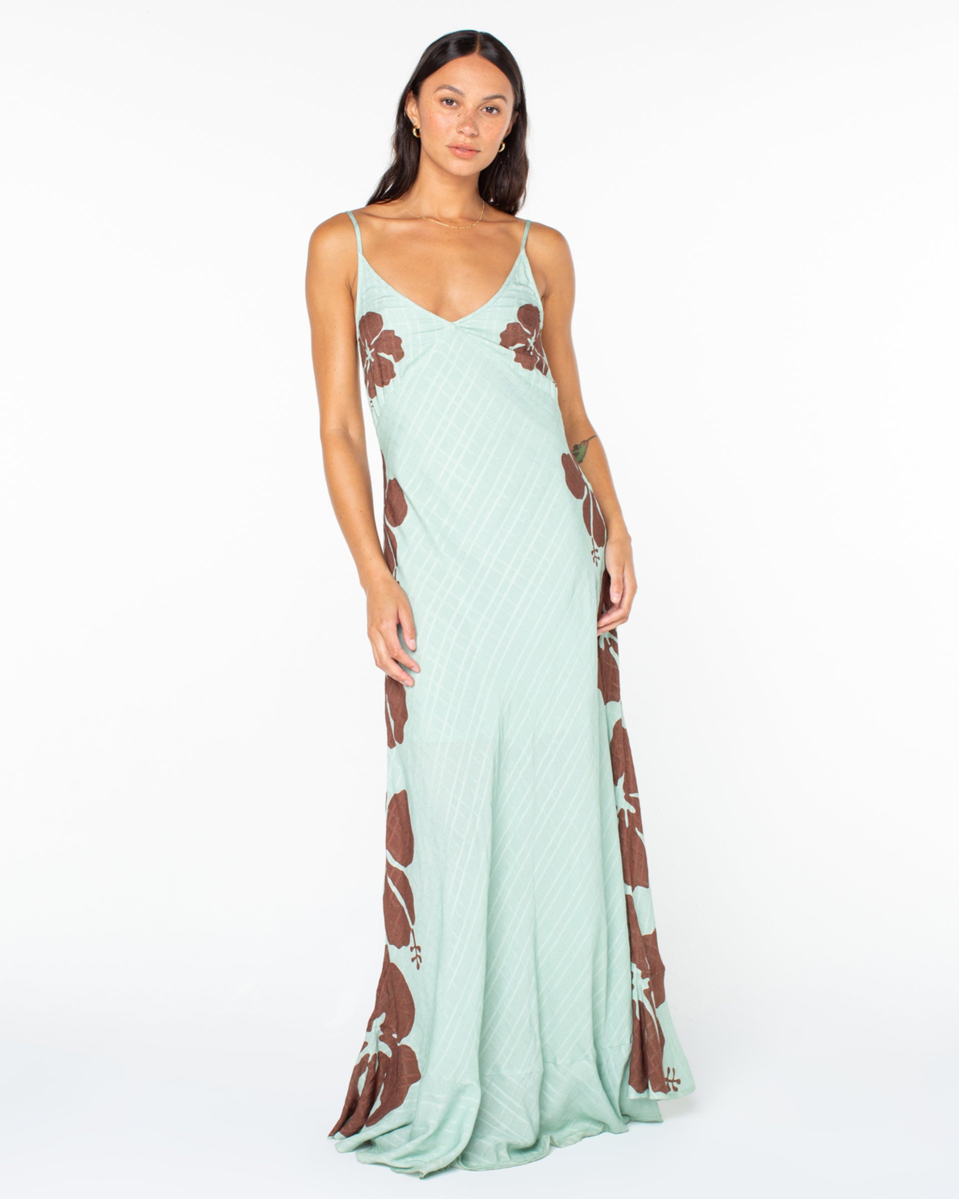 Roxy Women's Lost Paradise Dress - Cameo Green Exploded Hibiscus