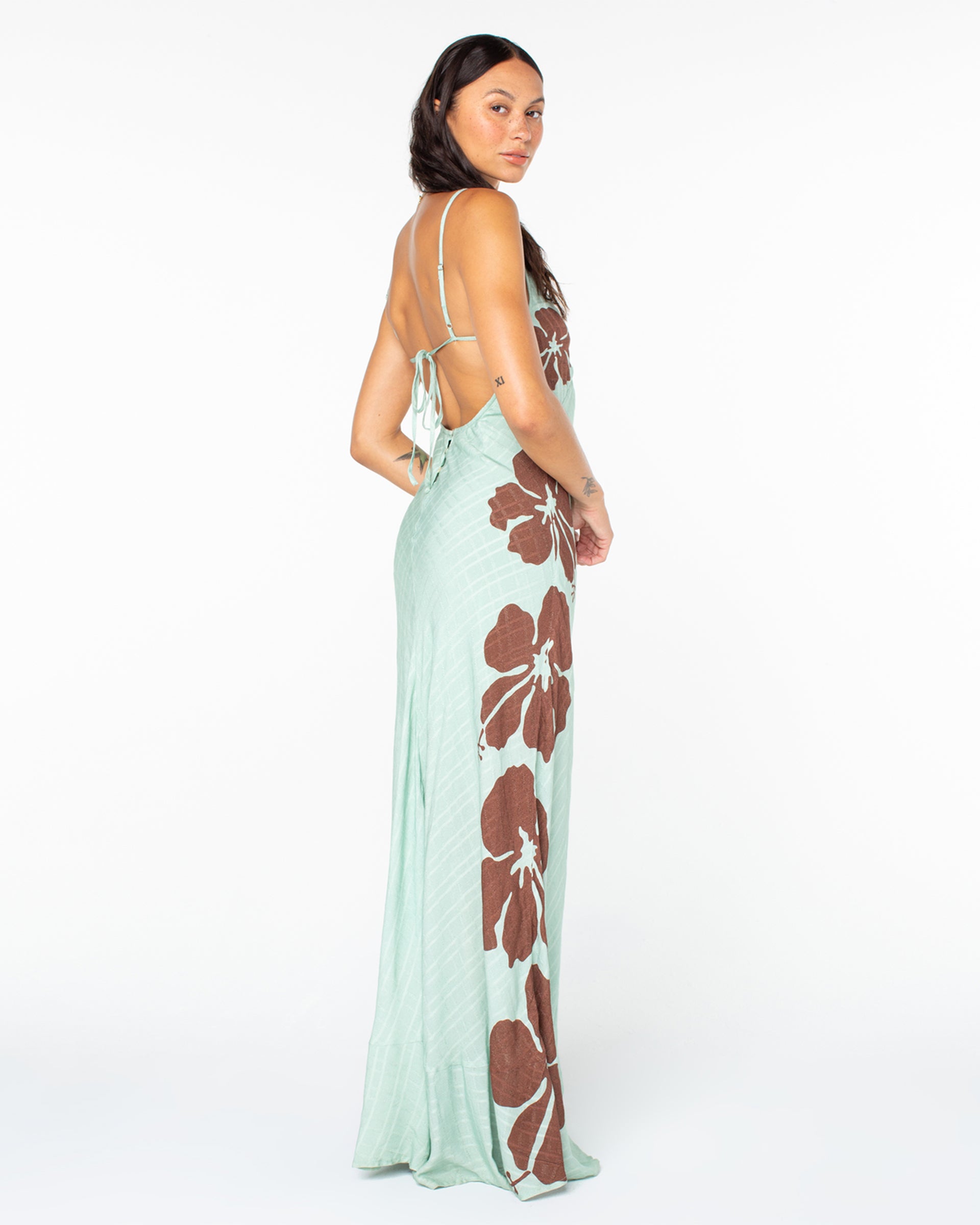 Roxy Women's Lost Paradise Dress - Cameo Green Exploded Hibiscus