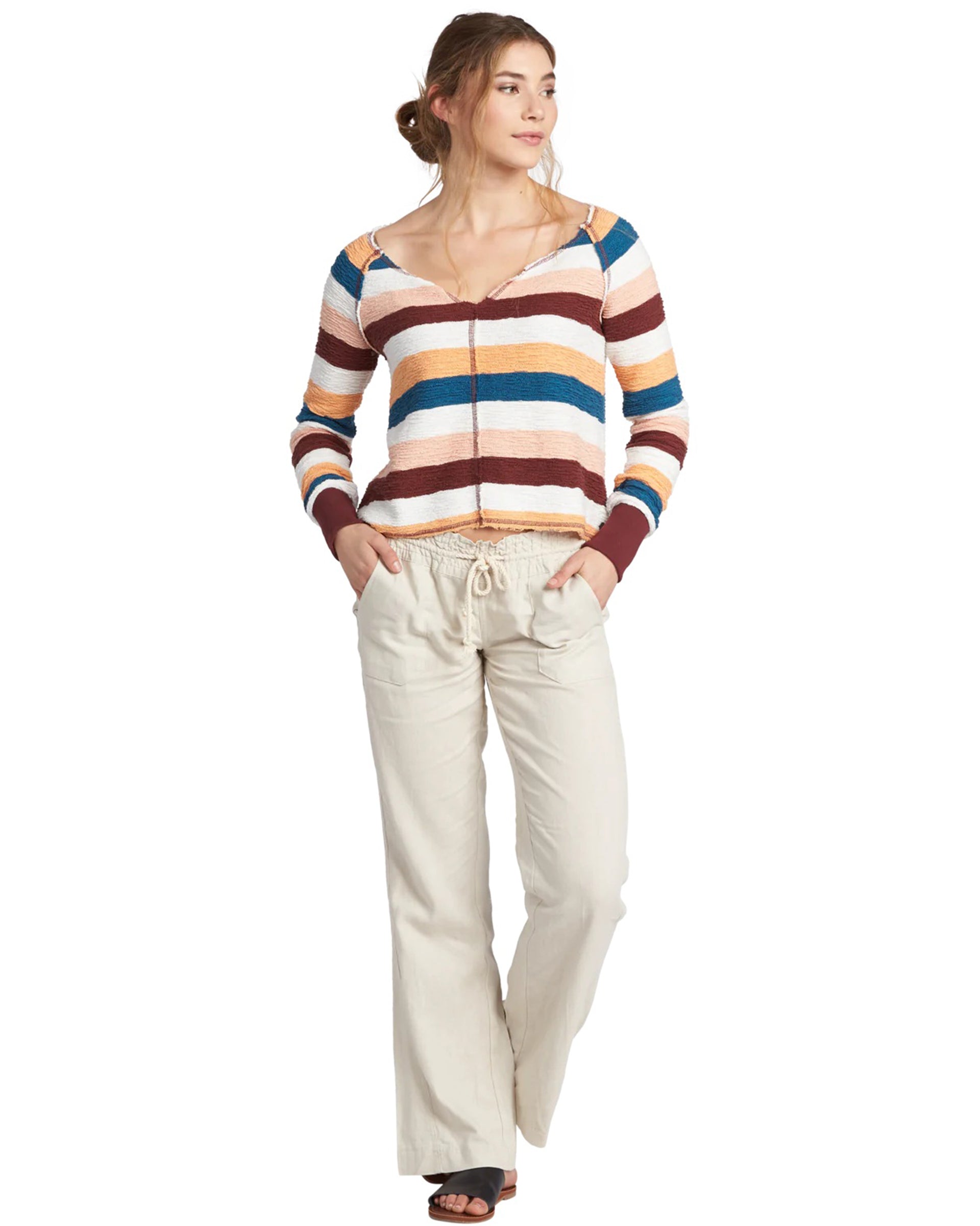 Roxy Women's Oceanside Pant - Stone Solid