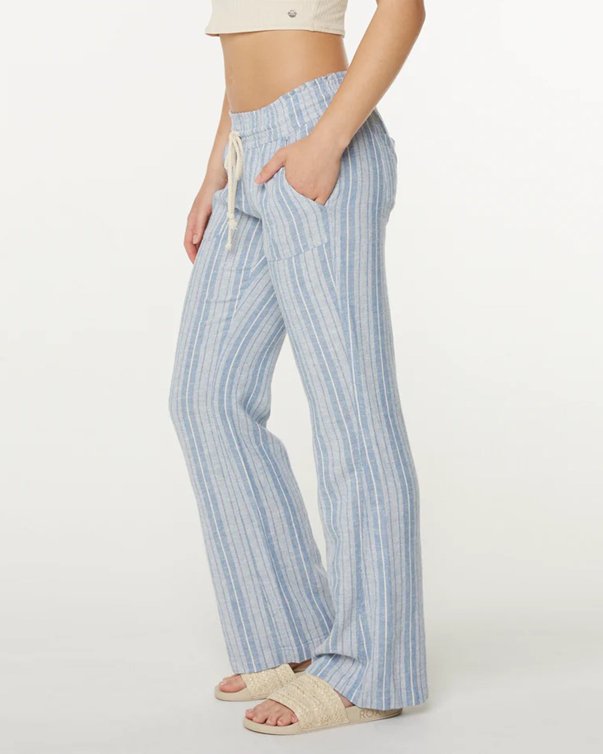 Roxy Women's Oceanside Striped Pant - Riviera Indigo Lisbon Stripe
