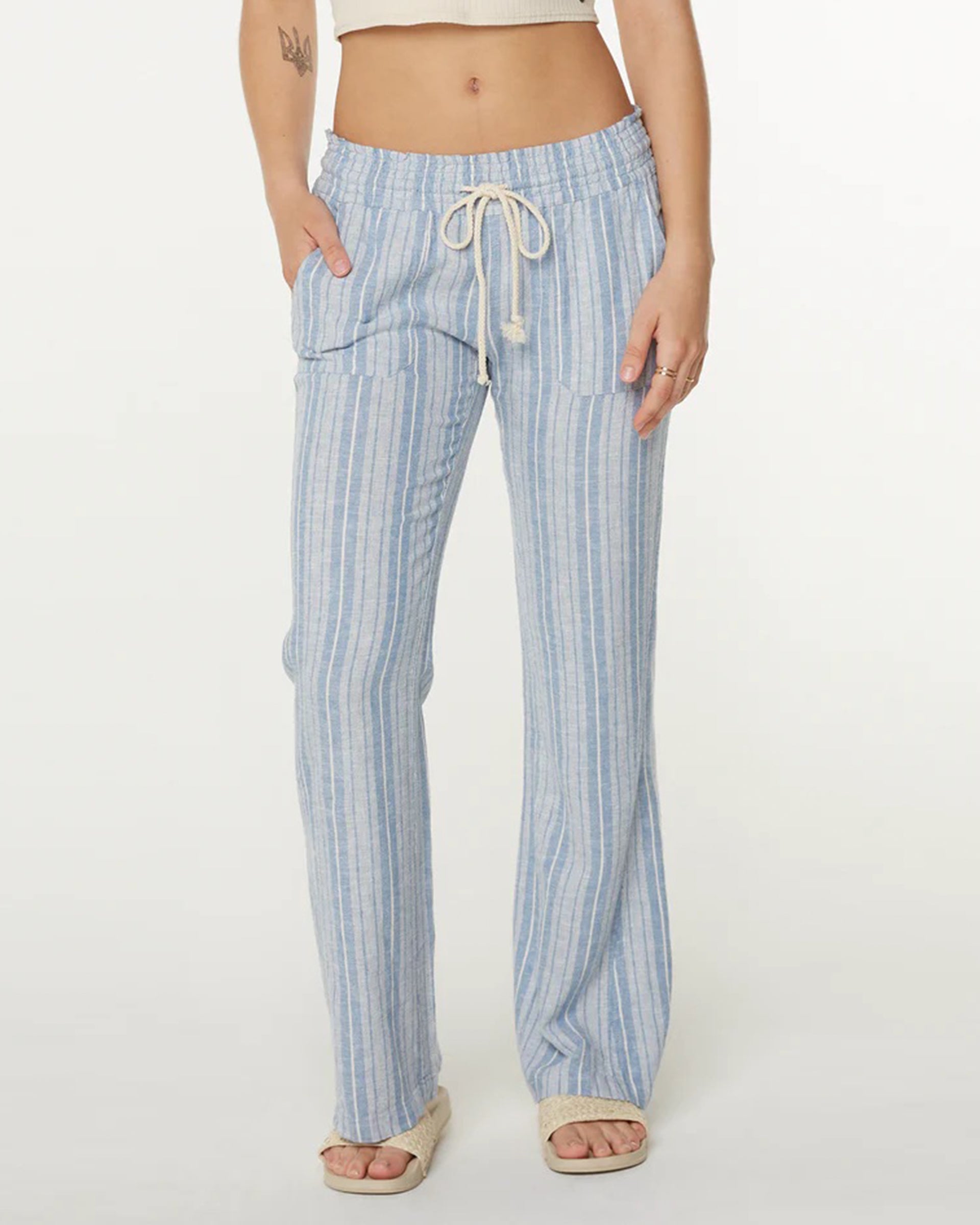 Roxy Women's Oceanside Striped Pant - Riviera Indigo Lisbon Stripe