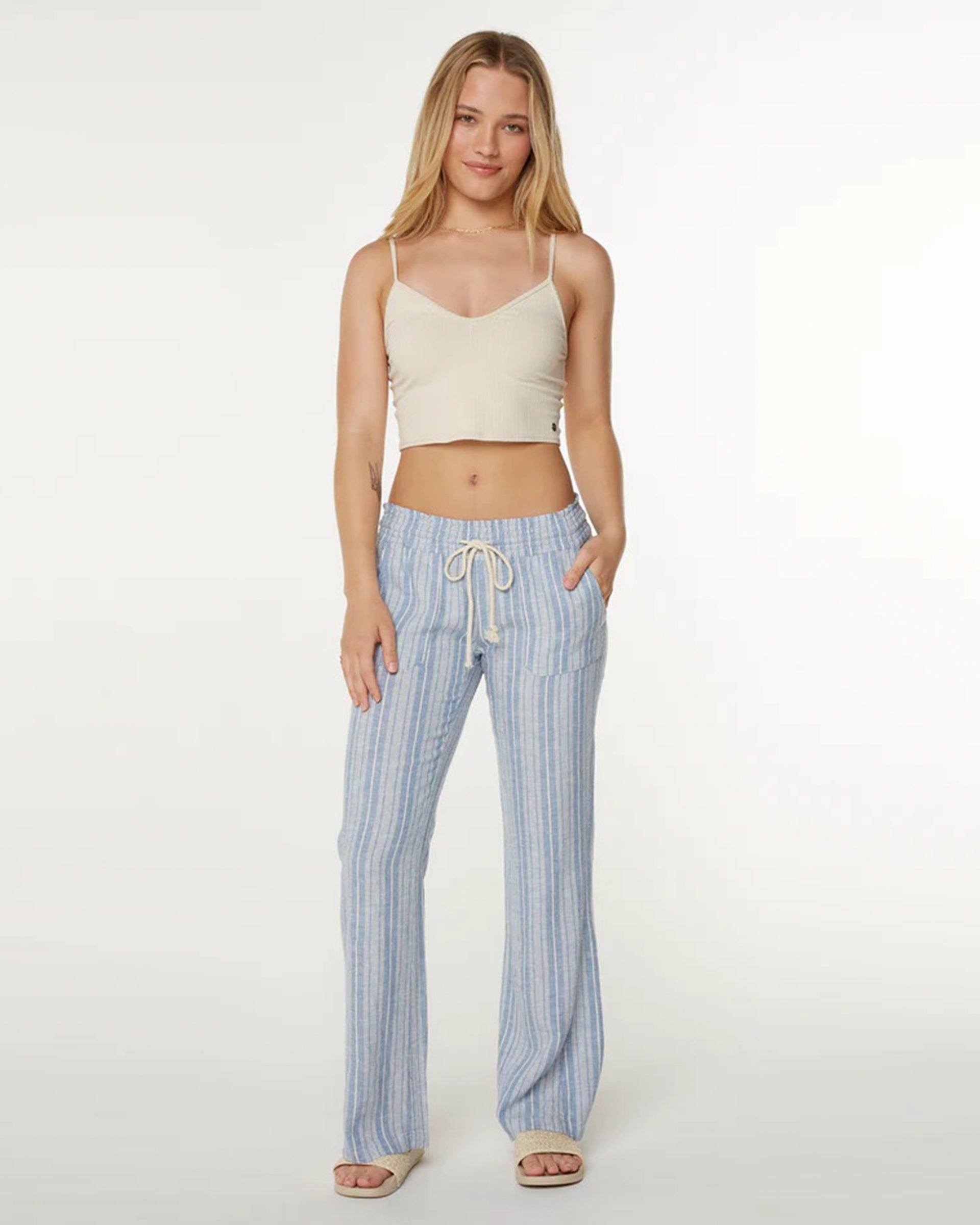 Roxy Women's Oceanside Striped Pant - Riviera Indigo Lisbon Stripe