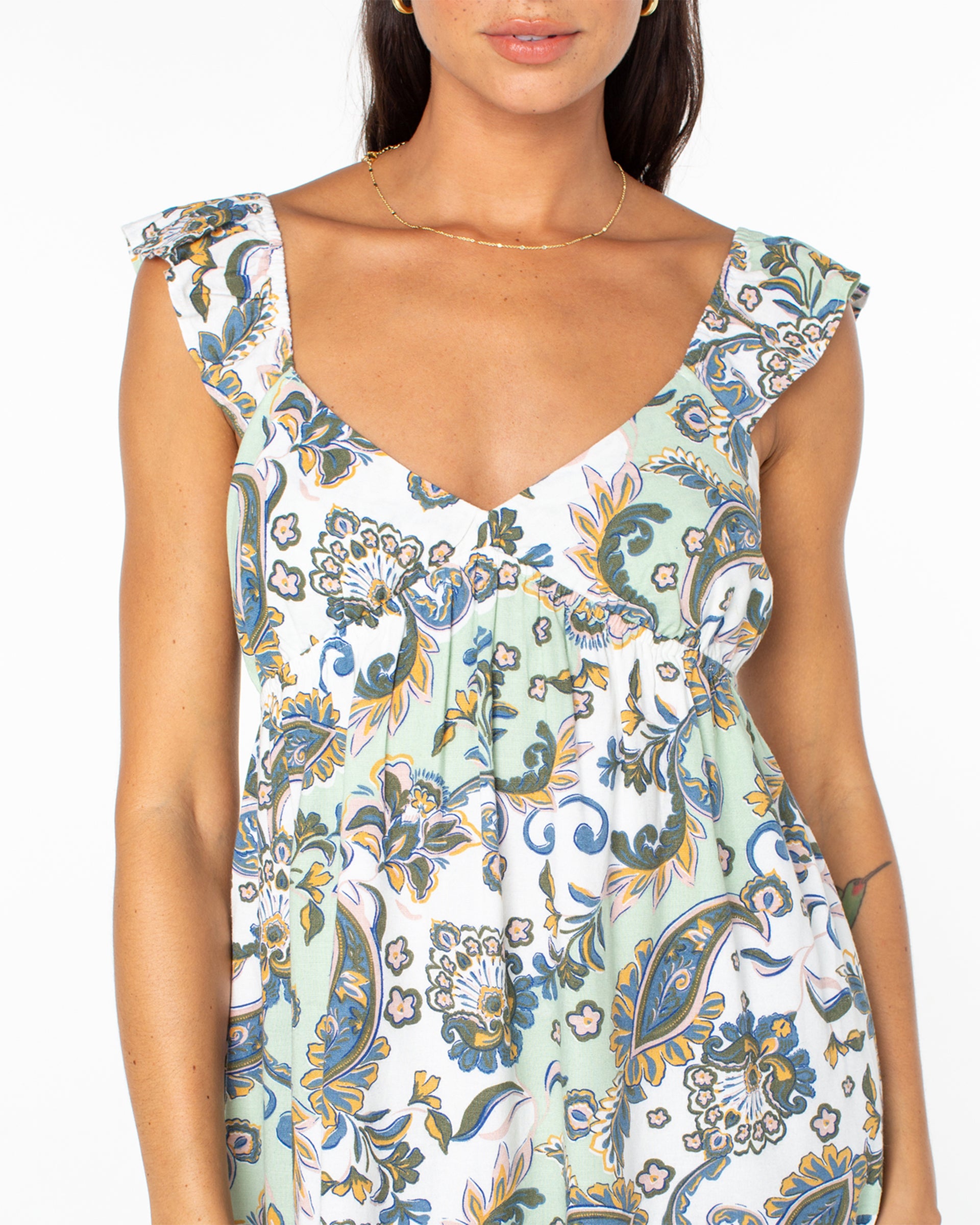 Palmy Days Mini Dress - Captains Blue Panama Paisley - Captains Blue Panama Paisley