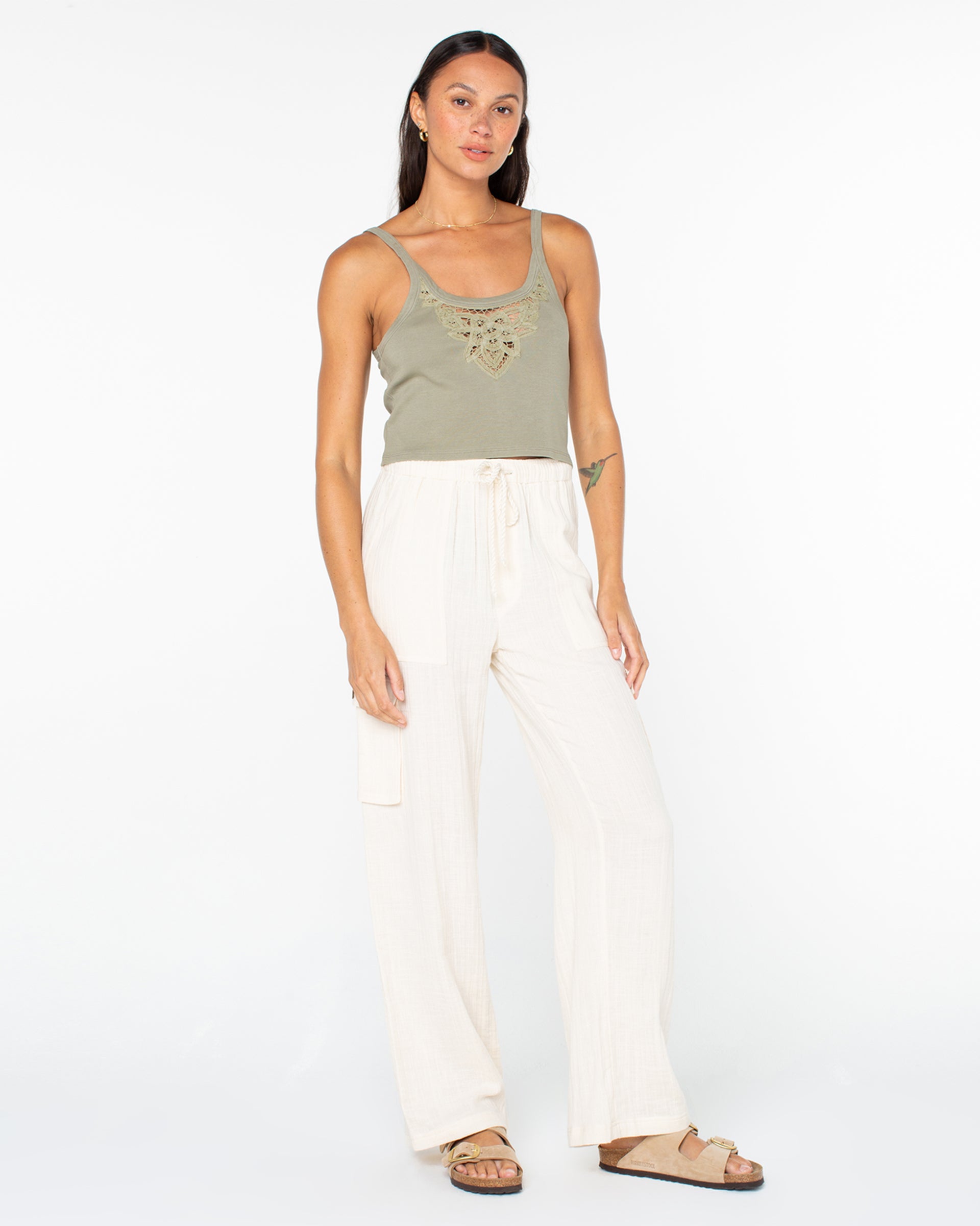Roxy Women's Precious Cargo Slub Pant - Parchment