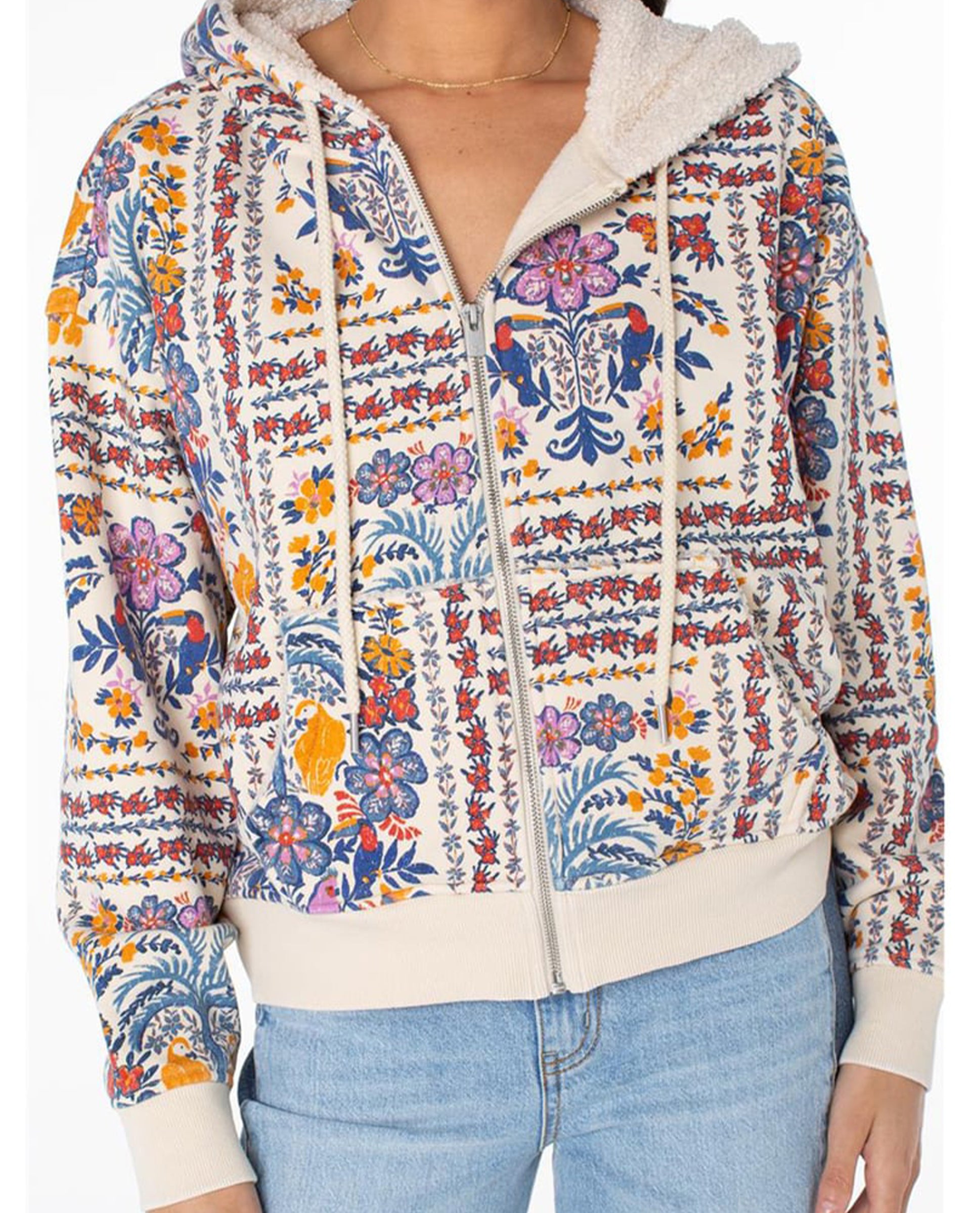 Roxy Women's Savannah Zip-Up Hoodie - Cream/Multi