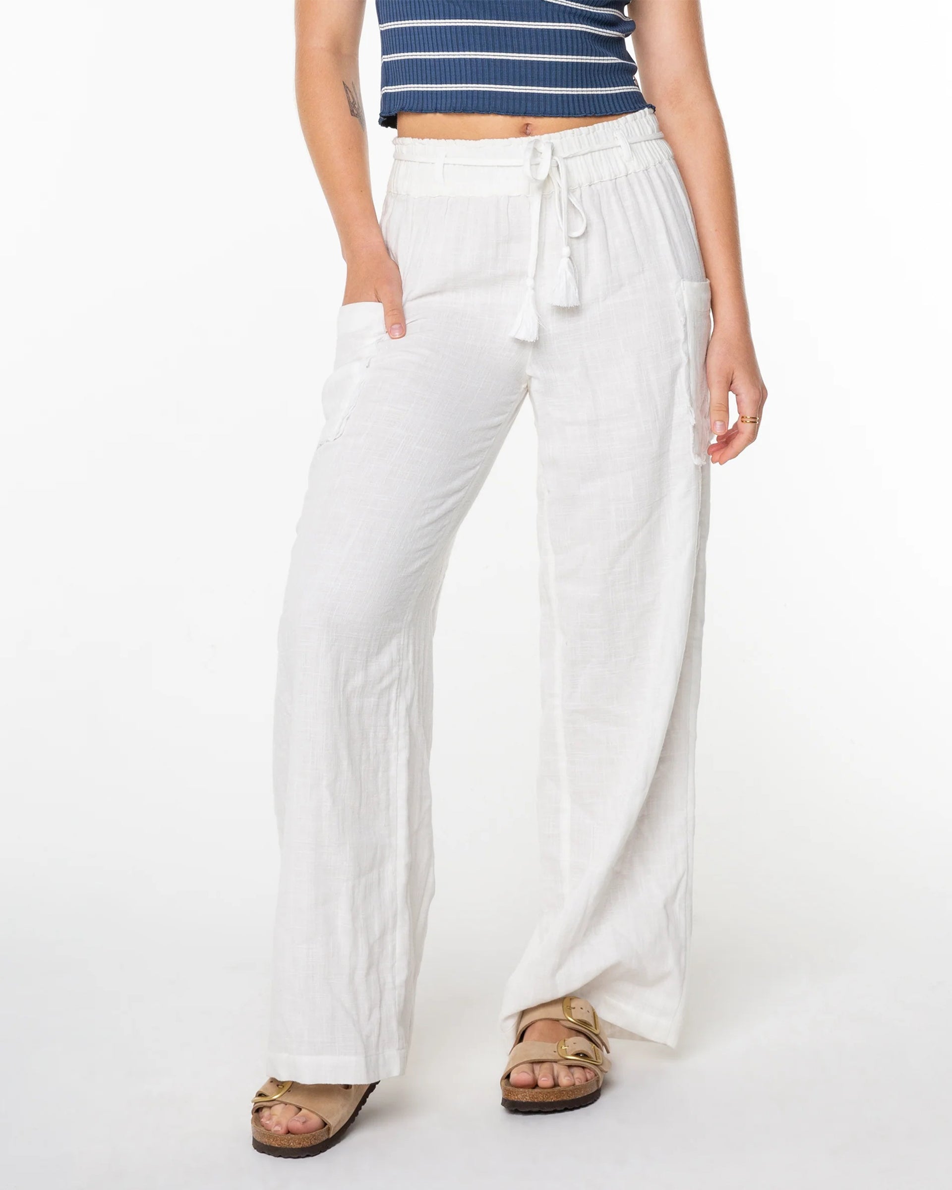 Roxy Women's Sea Goldie Pants - Snow White Solid