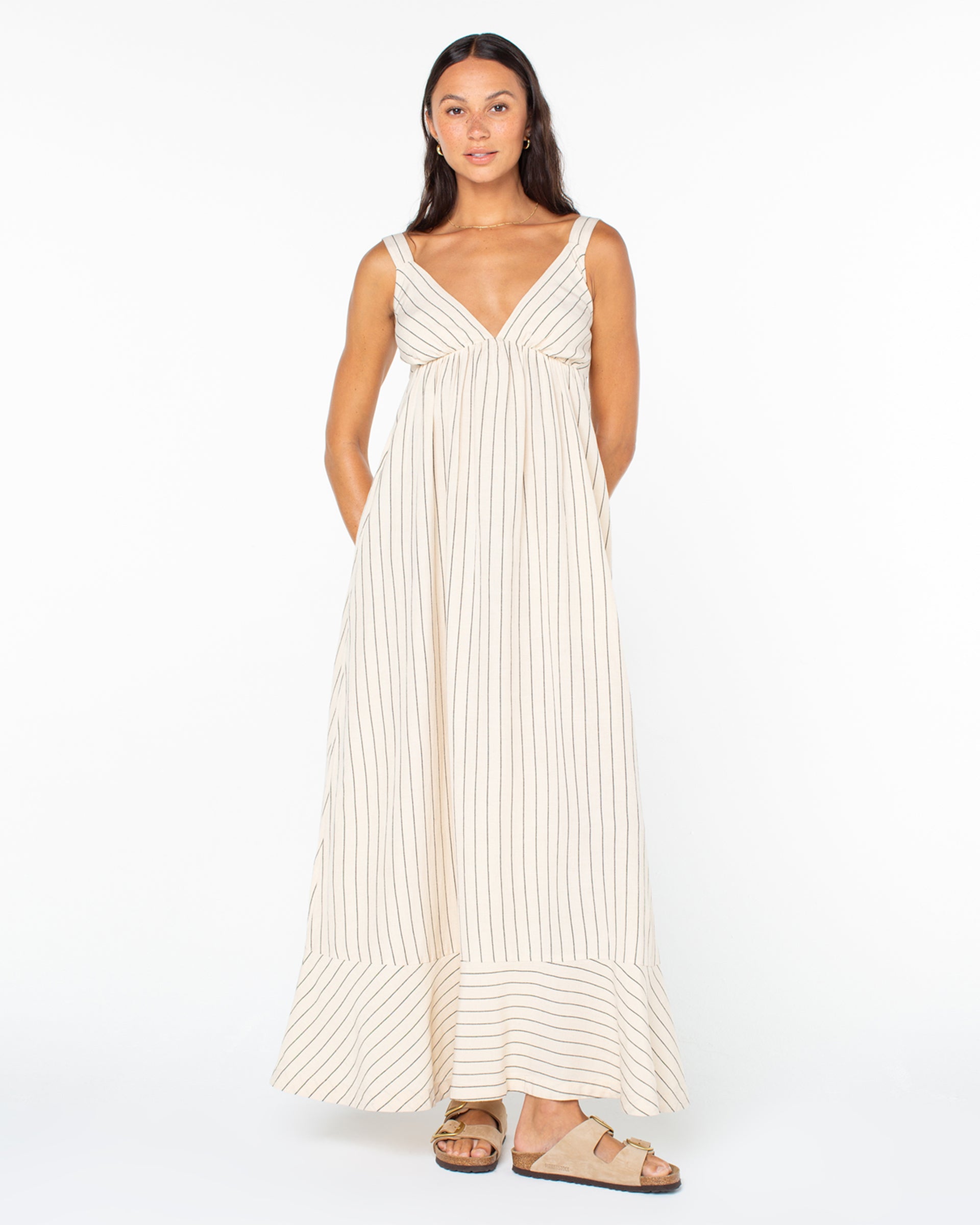 Roxy Women's Wilder Coast Dress - Parchment Simple Stripe