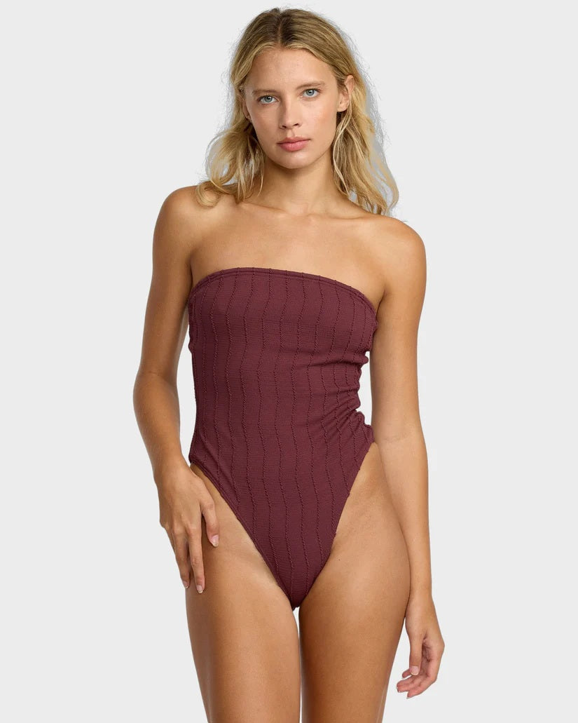 RVCA Women's Chevy Grooves One Piece Swimsuit - Redwood