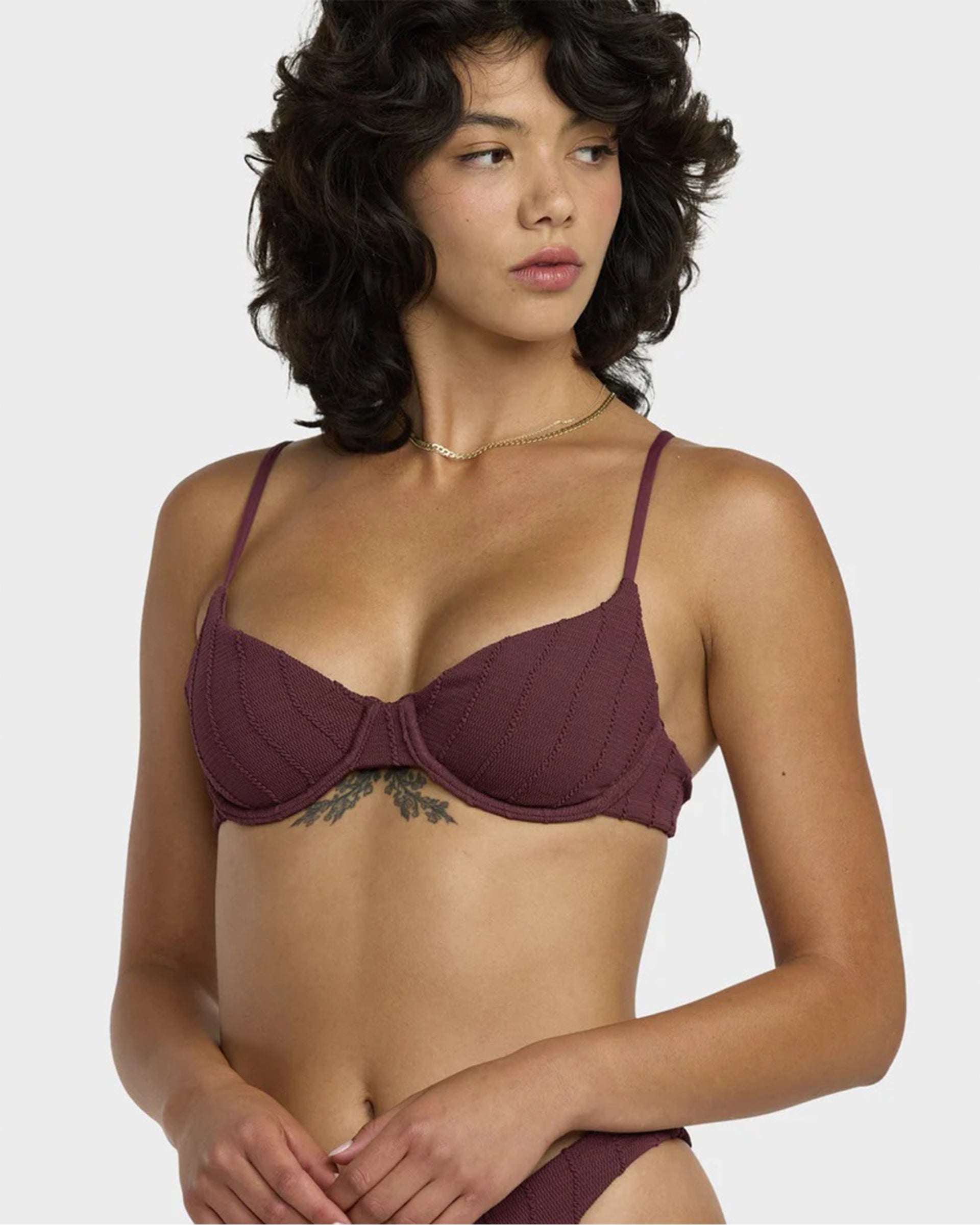 RVCA Women's Chevy Grooves 90's Underwire Bikini Top - Redwood