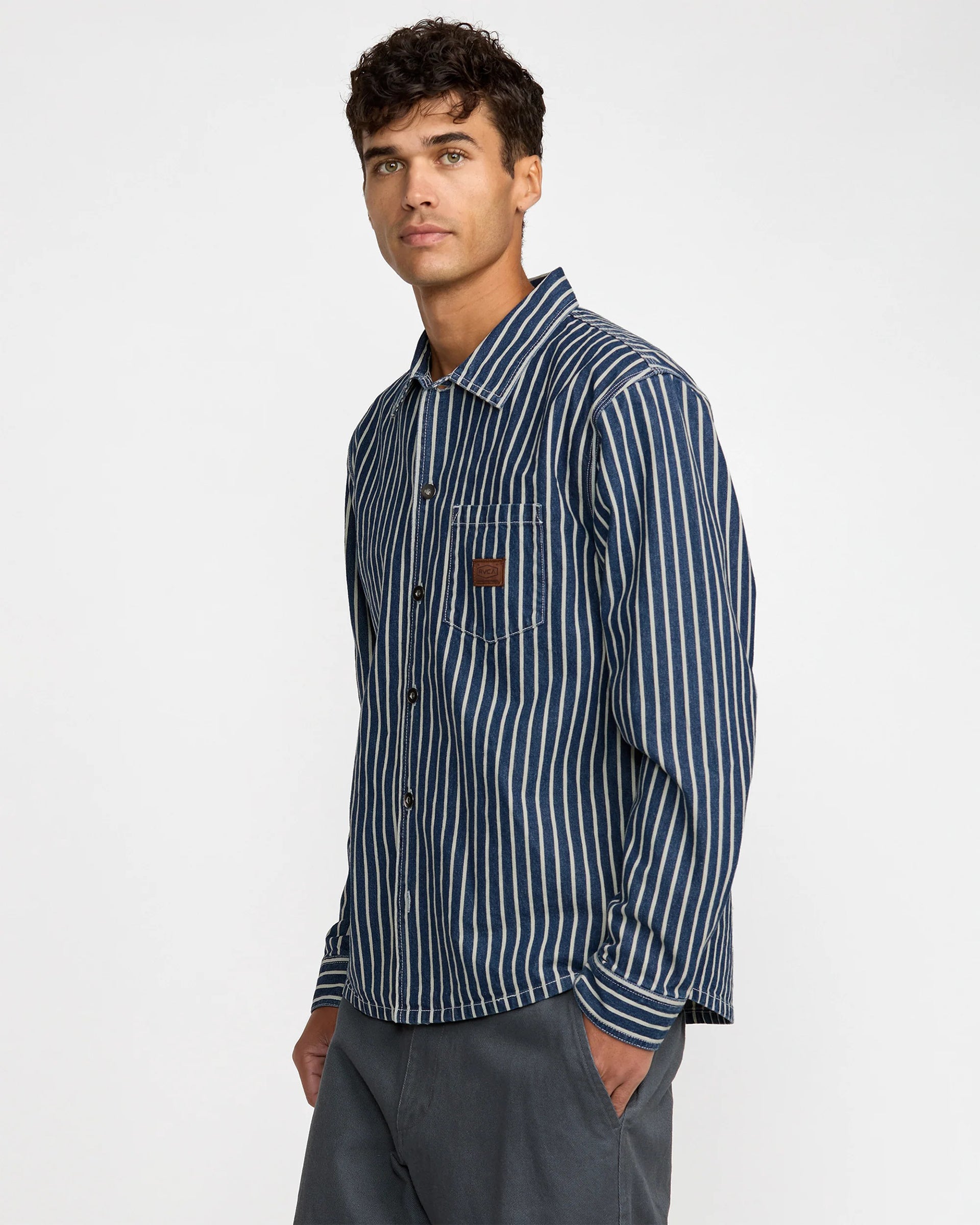 RVCA Dayshift Hickory Overshirt - Dark Denim