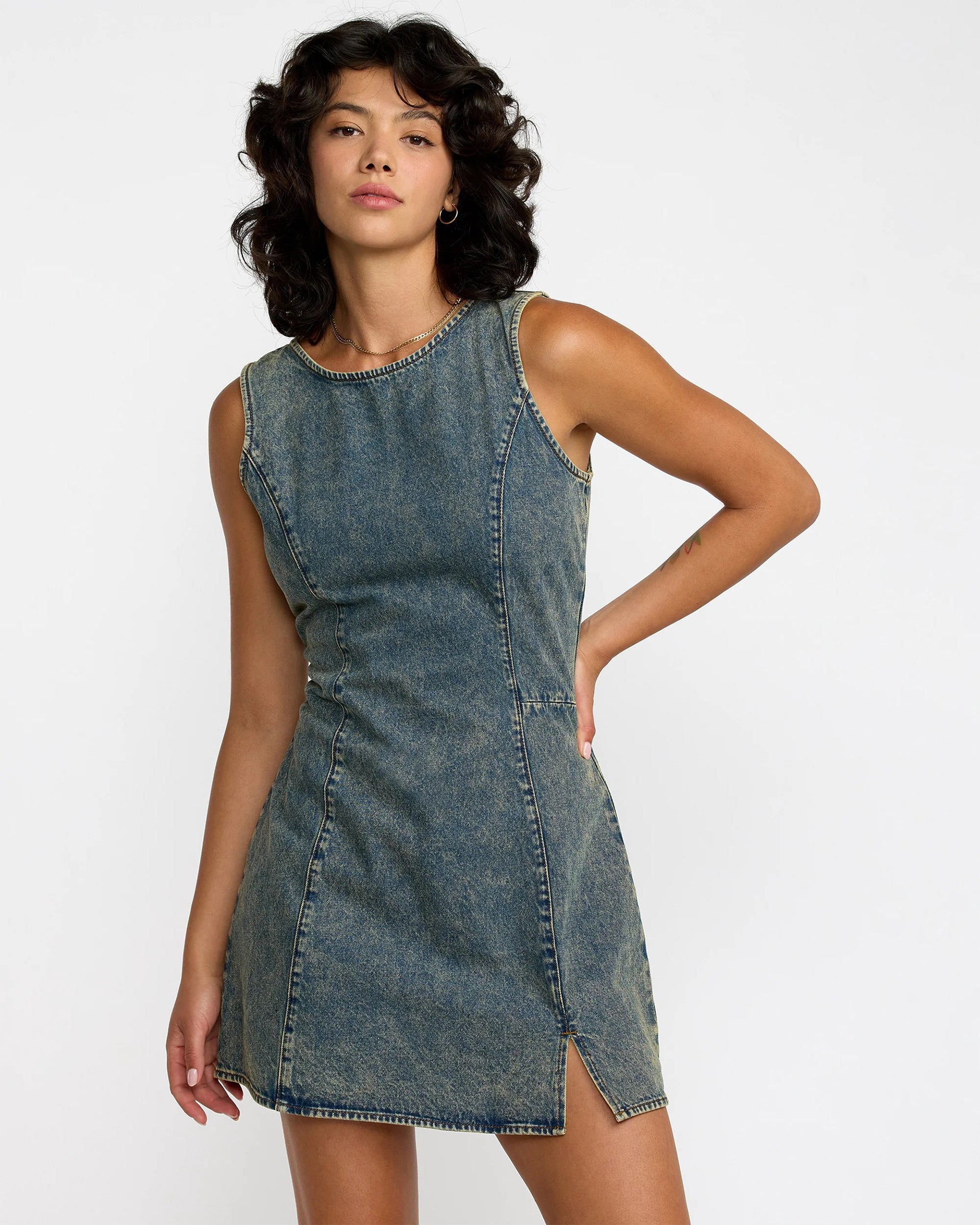 RVCA Women's Jessie Mini Dress - Dusty Blue Wash