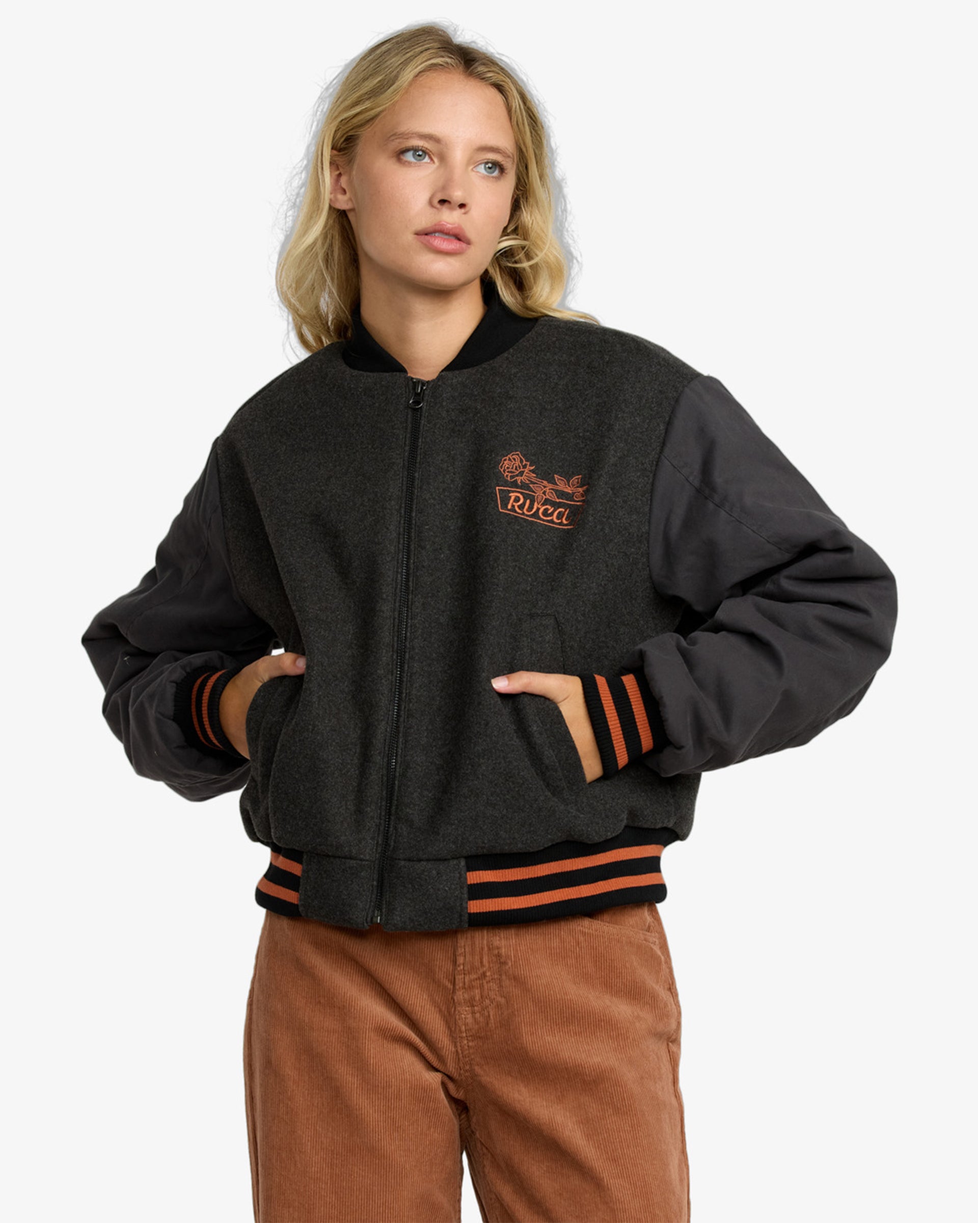 RVCA Women's Ryan Bomber Jacket - Washed Black