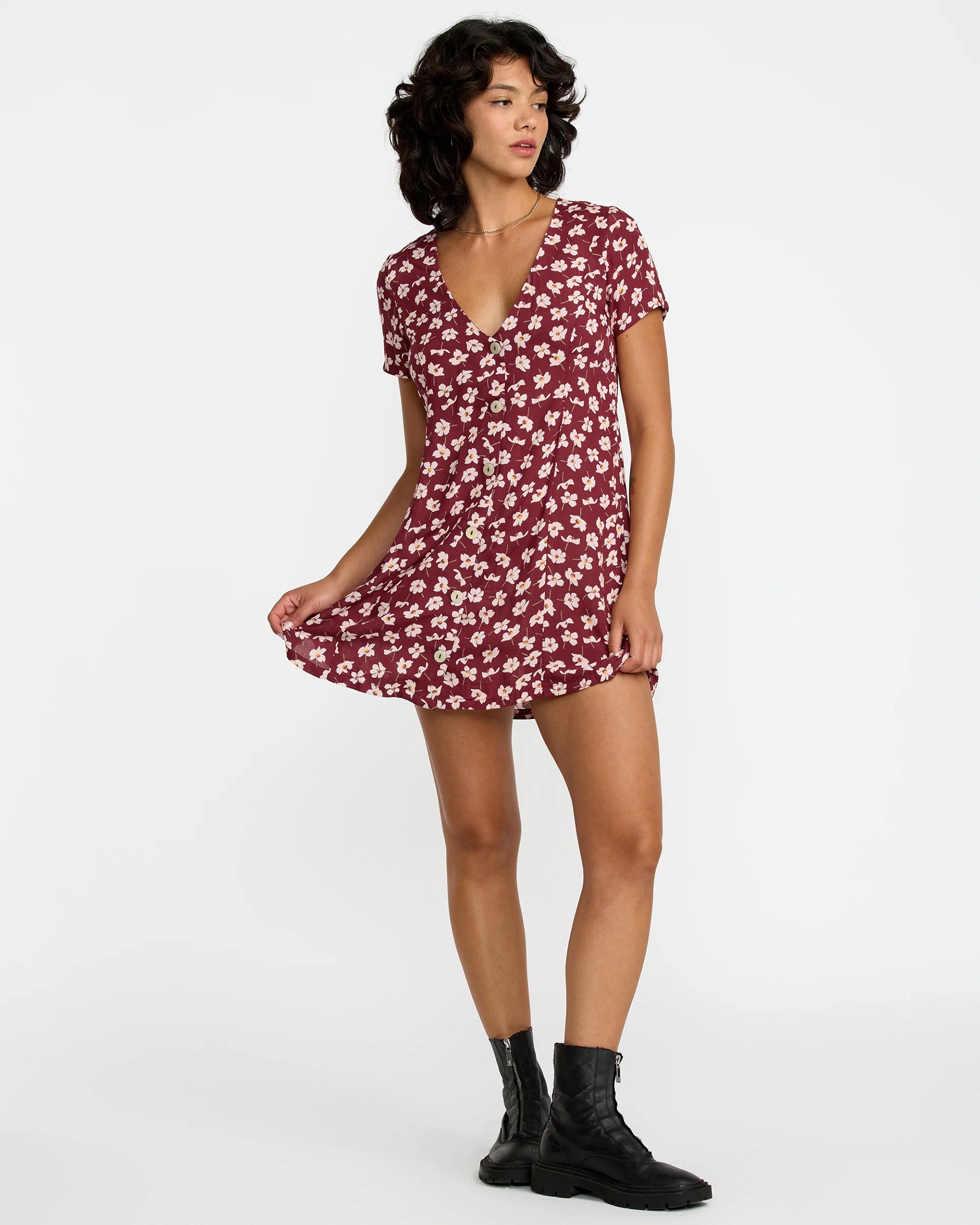 RVCA Women's Understated Dress - Cranberry