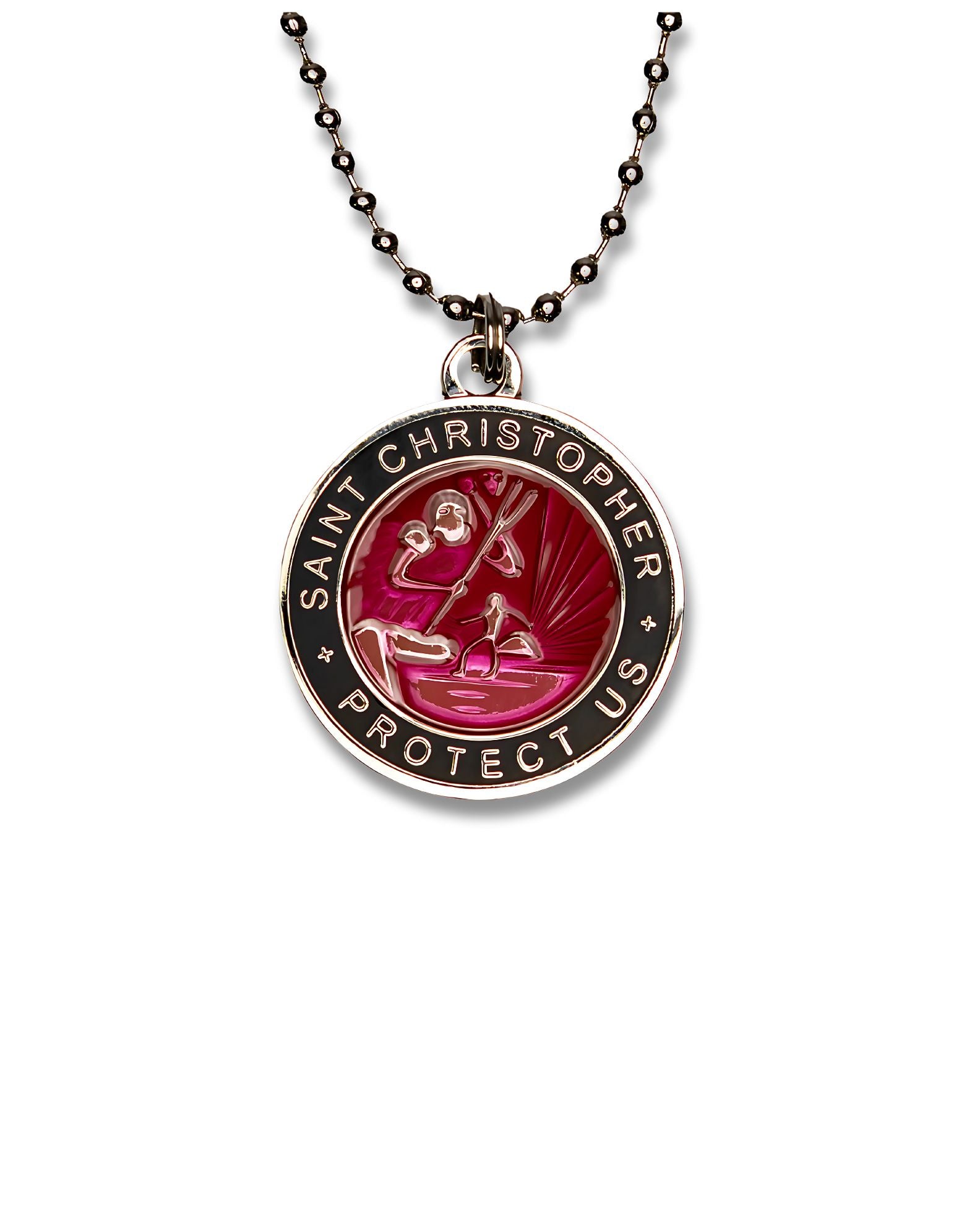 St. Christopher Necklace - Red/ Black