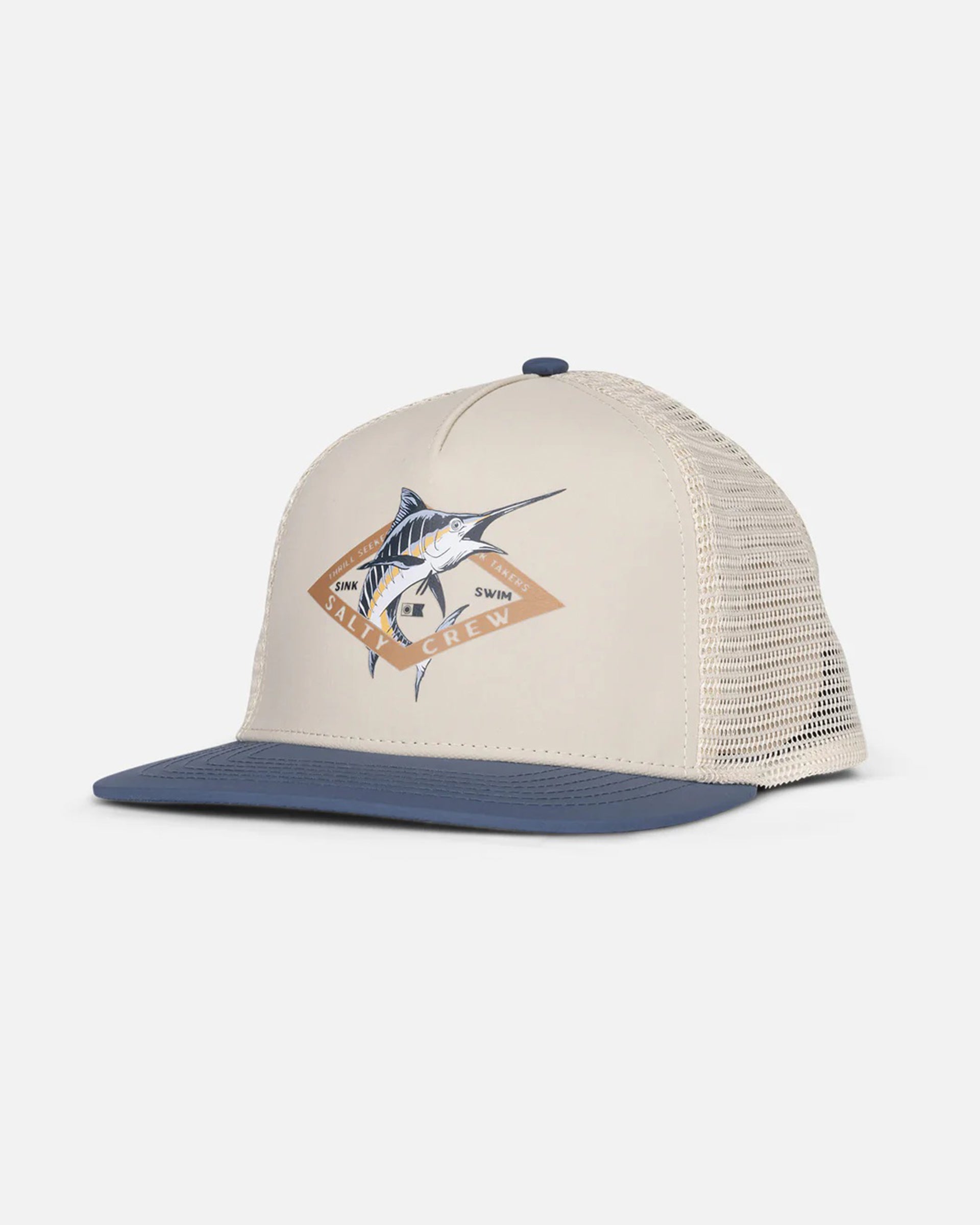 Salty Crew Boy's Diamond Marlin Trucker Hat - Oyster/Slate
