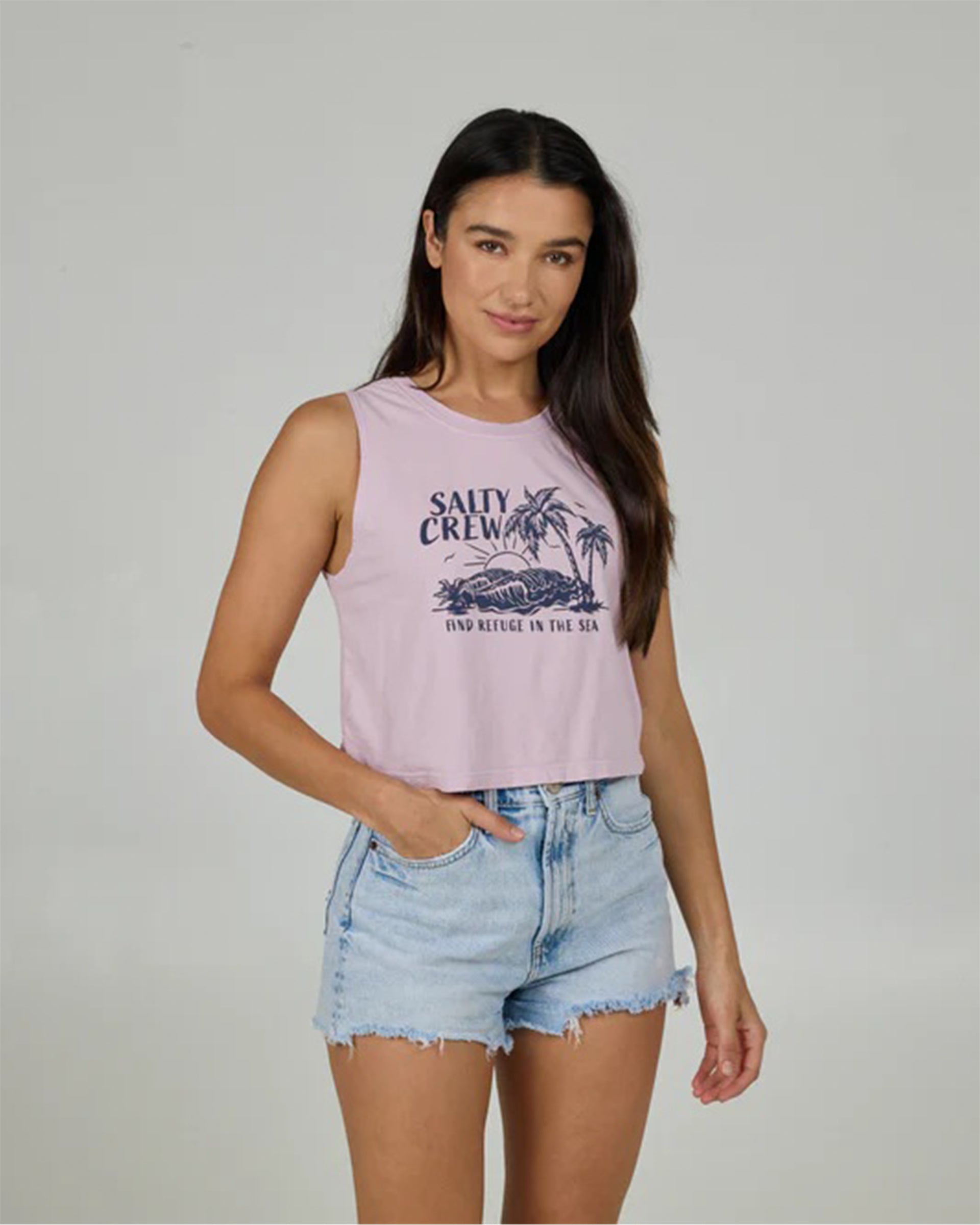 Salty Crew Women's Outside Cropped Tank - Pale Orchid