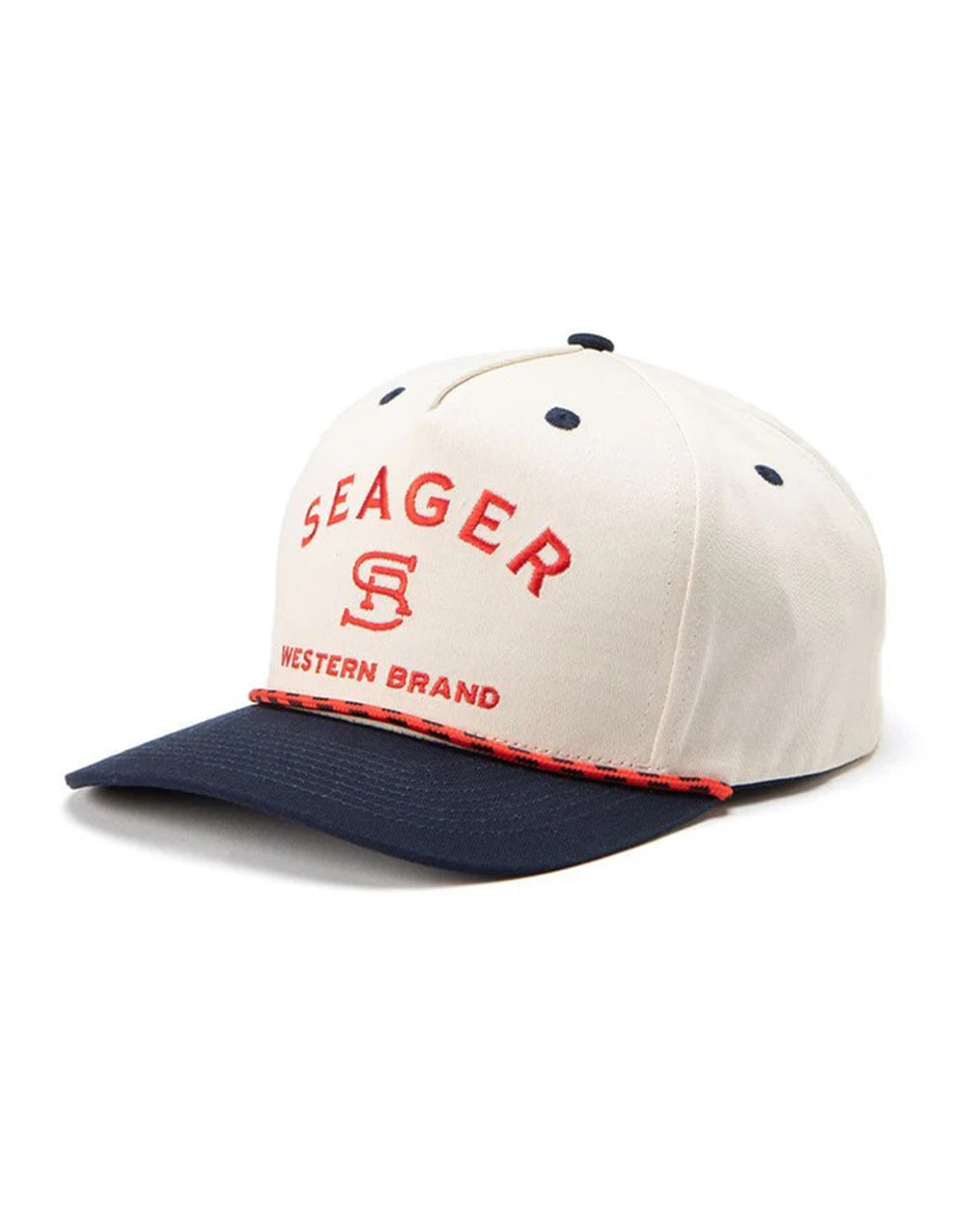 Seager Co. Branded Snapback Hat - Cream/Navy