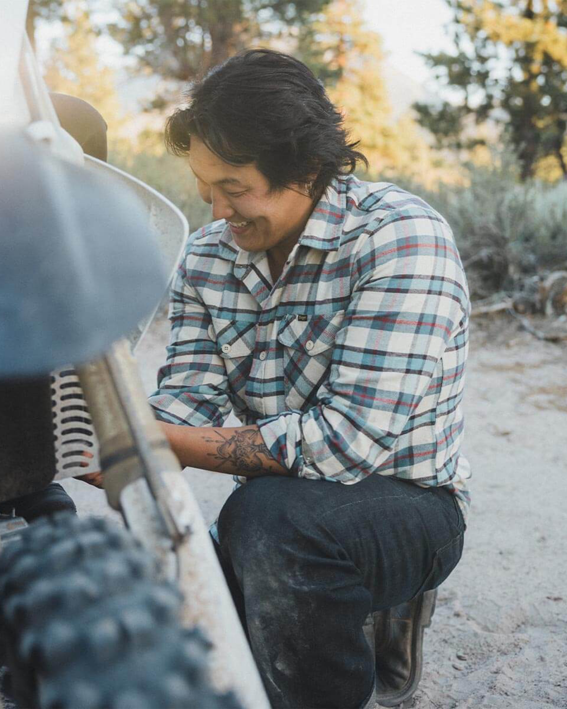 Seager Co. Calico Flannel - Cream Plaid
