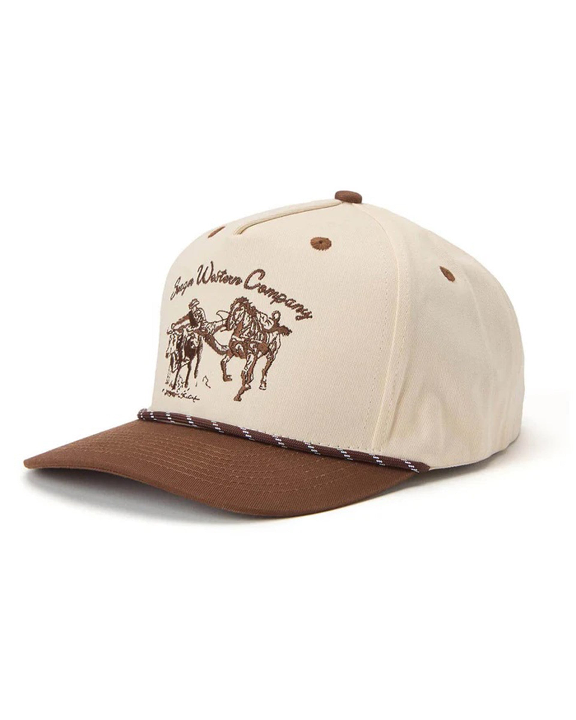 Seager Co. Los Rios Canvas Snapback Hat - Cream/Brown