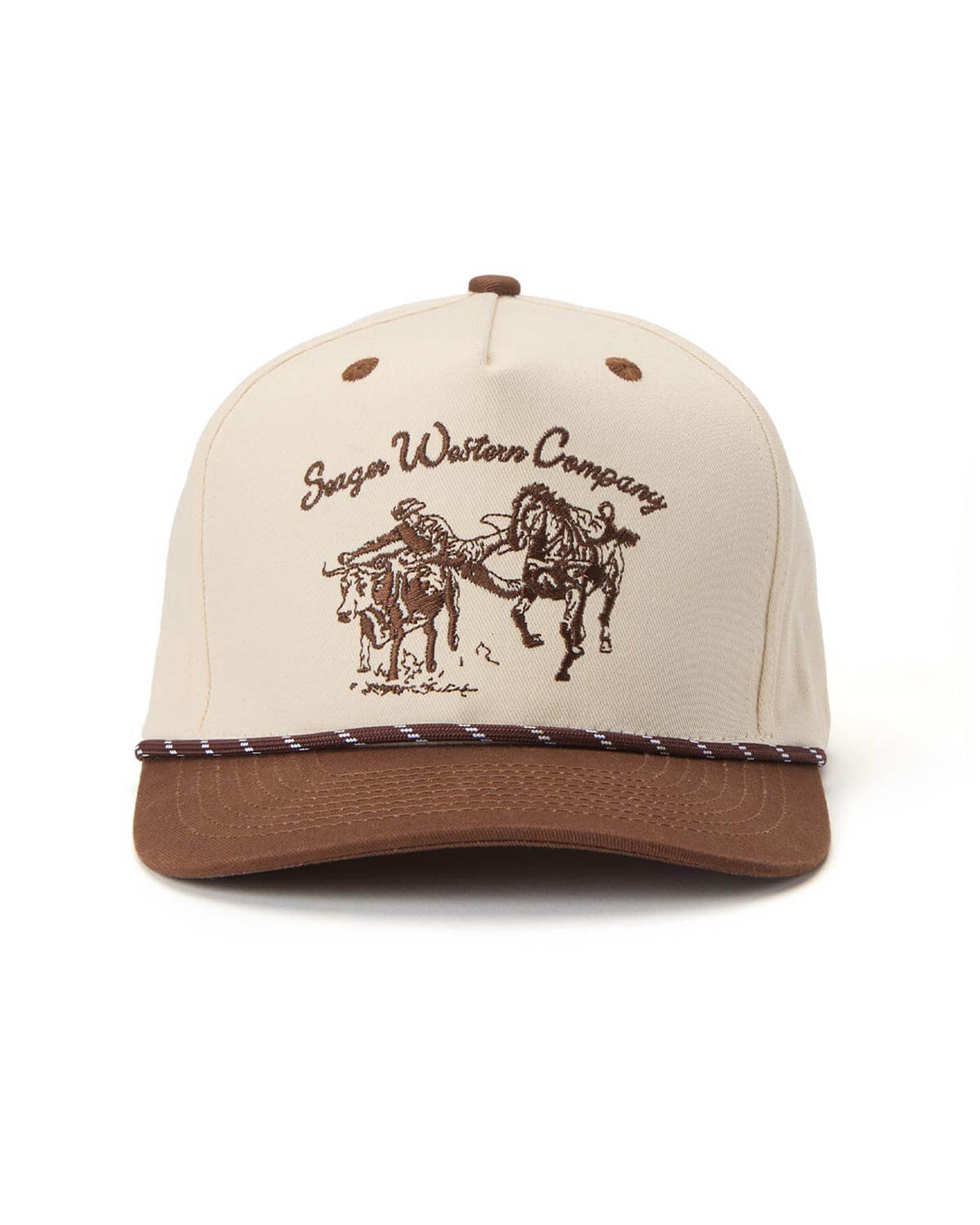Seager Co. Los Rios Canvas Snapback Hat - Cream/Brown