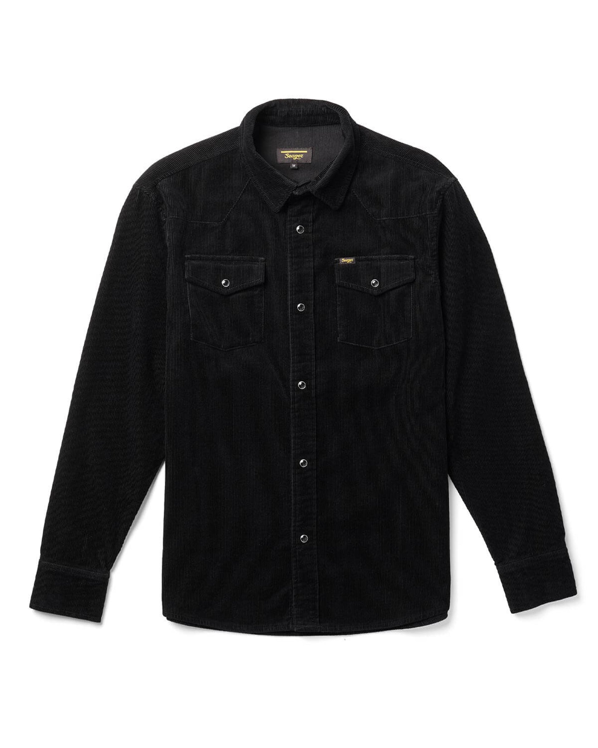 Reagan Pearl Snap Corduroy Shirt - Black